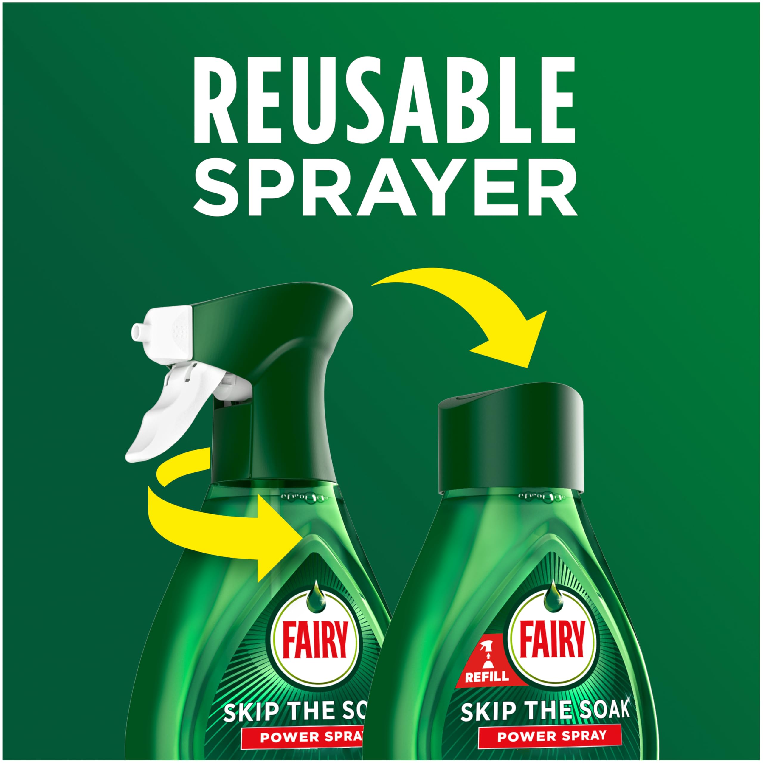 Fairy Skip the Soak Dish Power Spray + Refill Lemon 2x650ml Pre-Treatment 5