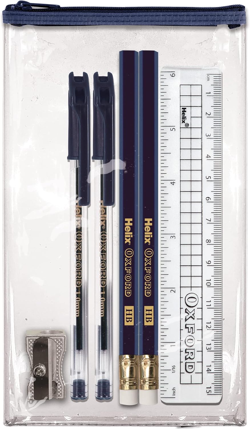 Helix Oxford Blazer Buddy Compact Clear Pencil Case Stationery Set 3
