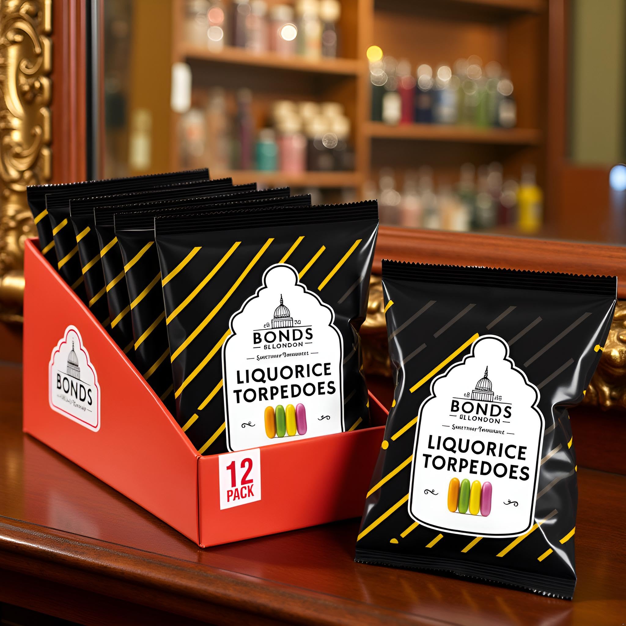 Bonds of London Liquorice Torpedoes - Vegetarian Friendly, Classic Liquorice Centre | Pack of 12 x 120g Bags 4