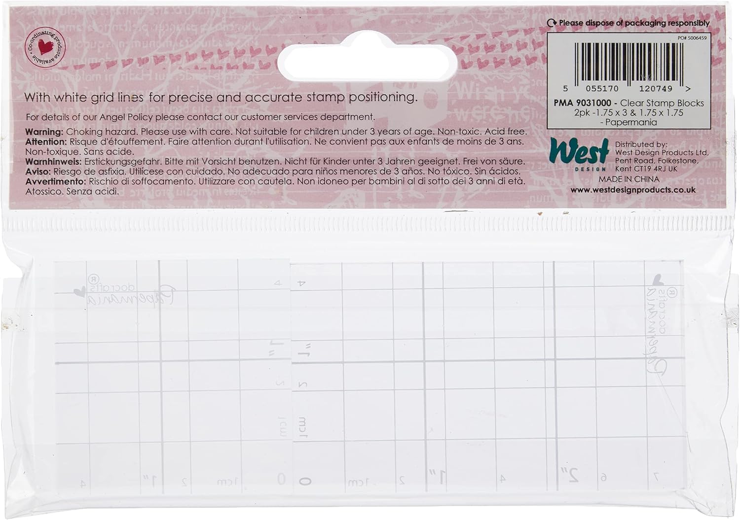 Papermania Stamp Block - Transparent with Grid Lines for Precise Stamping 4