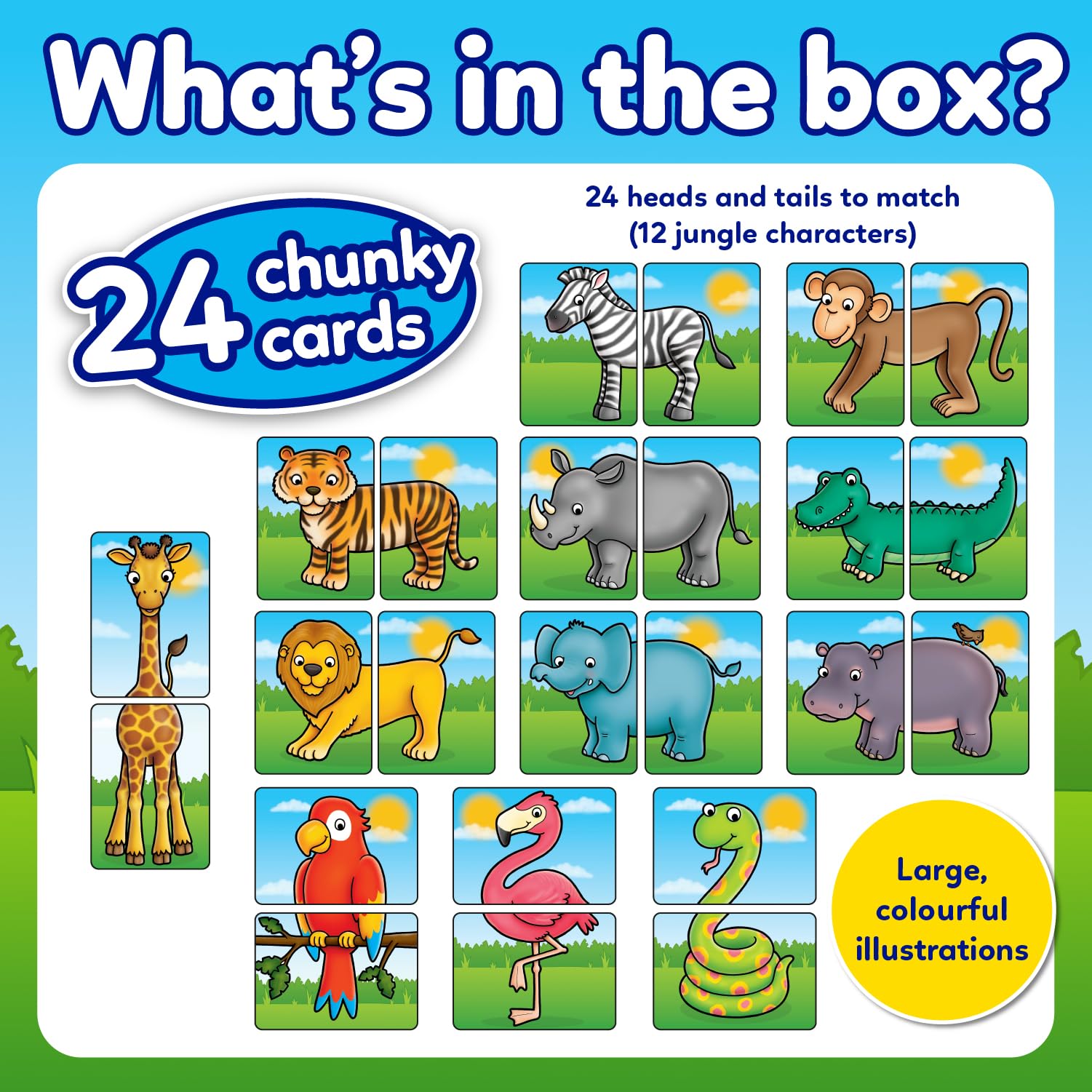 Orchard Toys Jungle Heads and Tails Card Game - 2-in-1 Matching & Memory Game for Toddlers 7