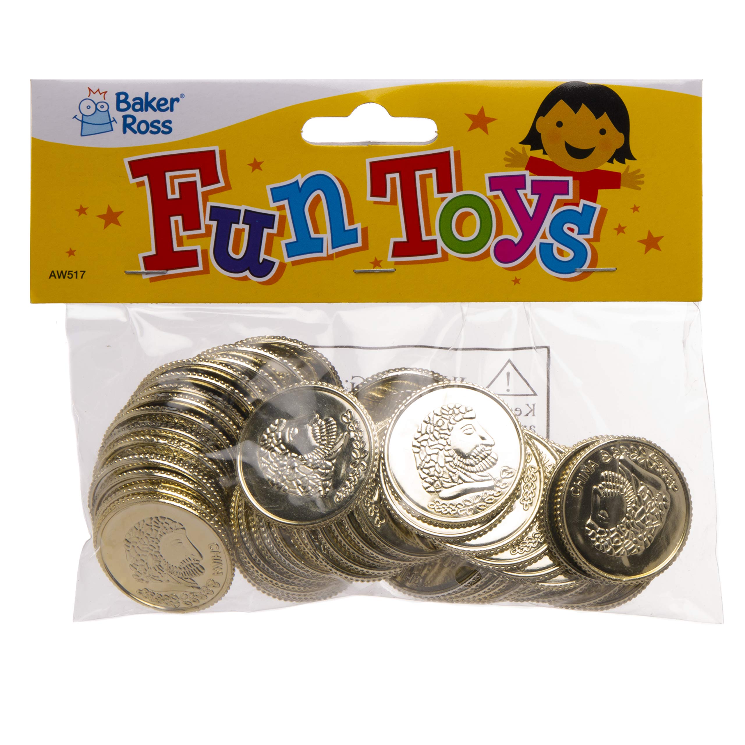 Baker Ross AW517 Gold Treasure Coins - 50 Pack of Glittering Pirate Coins for Kids' Games & Party Favors 3