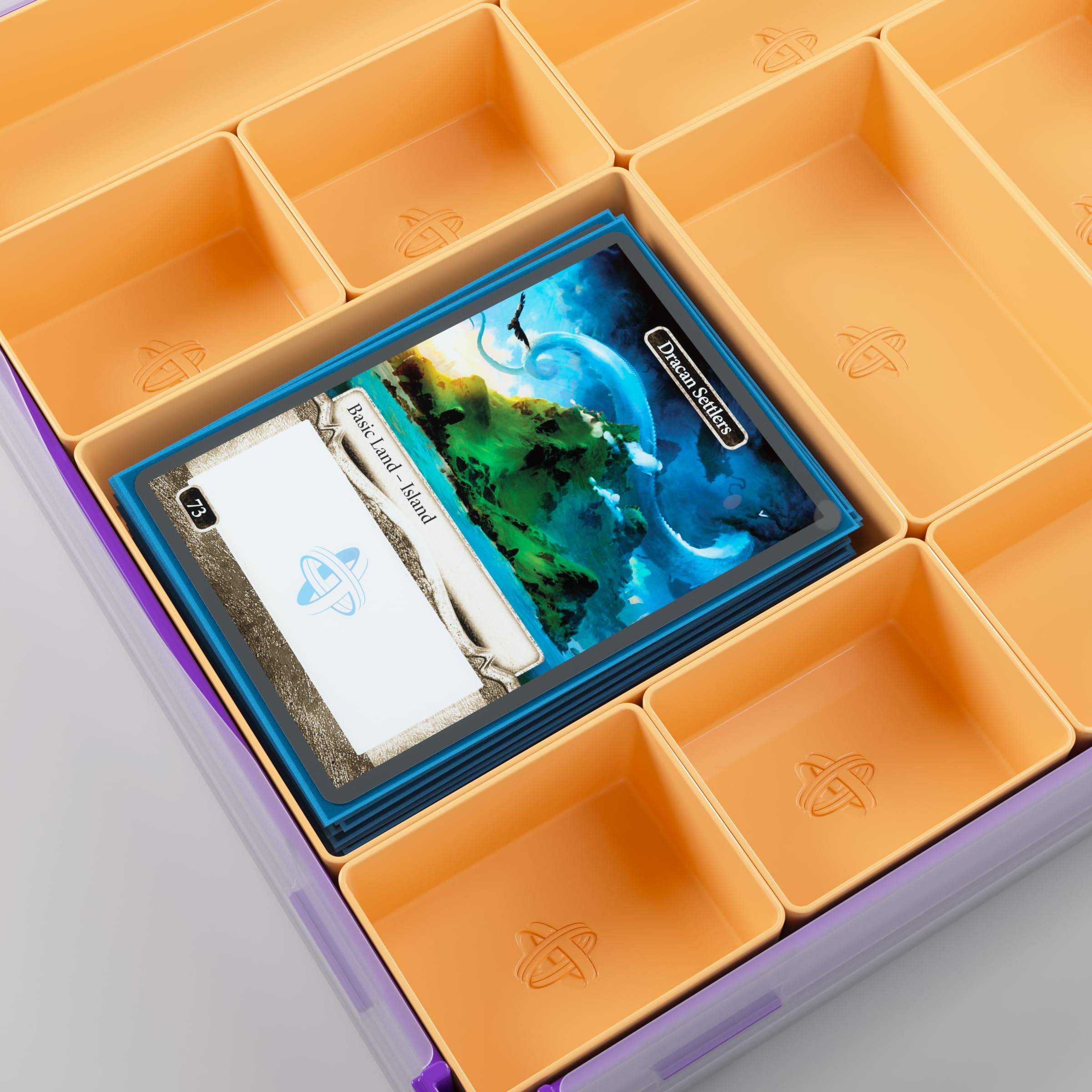 Gamegenic Token Silo XL Purple/Orange – 15-Compartment Board Game Organizer with Removable Trays 6