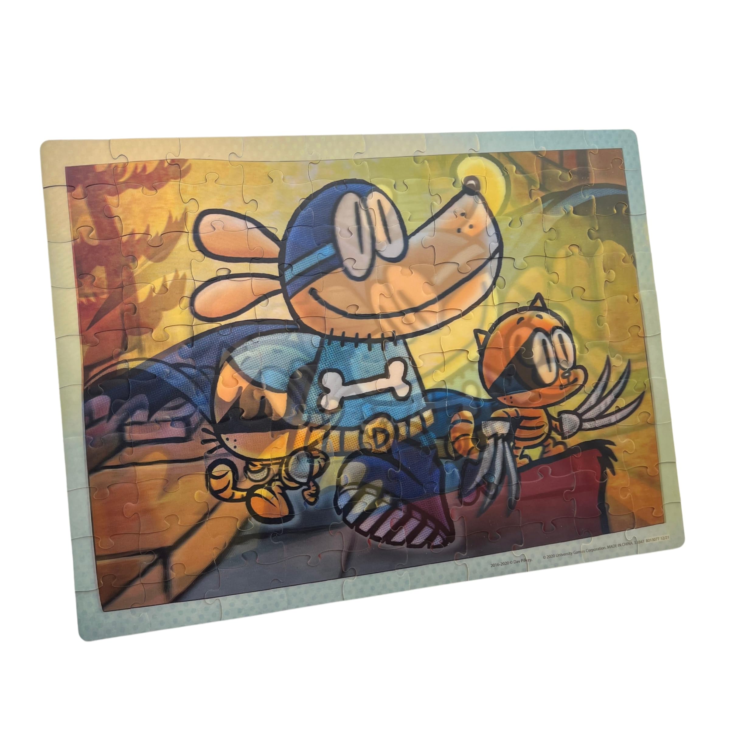 Dog Man Adventures 100 Piece Lenticular Jigsaw Puzzle - Fun Illusion Puzzle for Kids 6