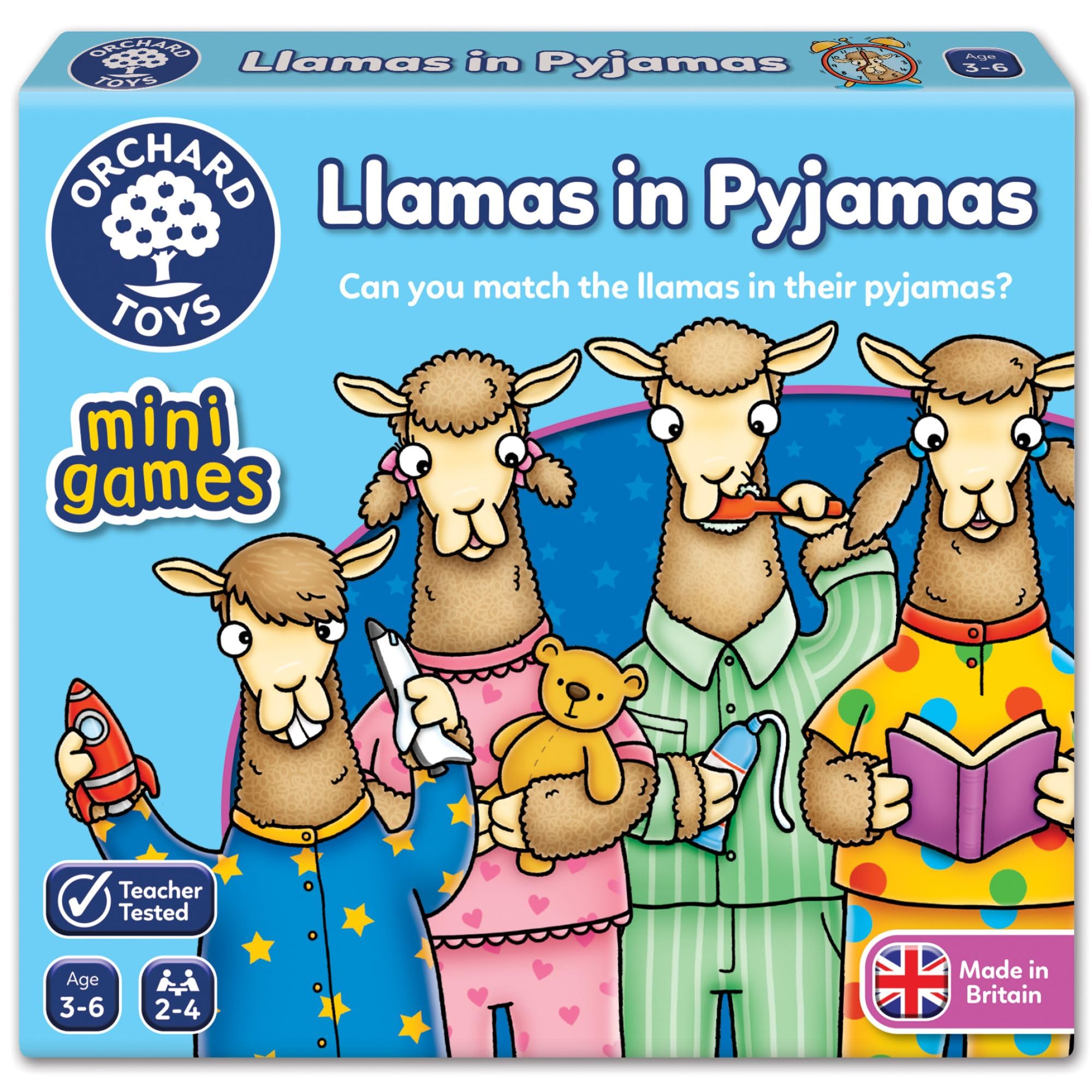 Orchard Toys Llamas in Pyjamas Mini Travel Game for Kids, Educational Matching Game for Ages 3-6