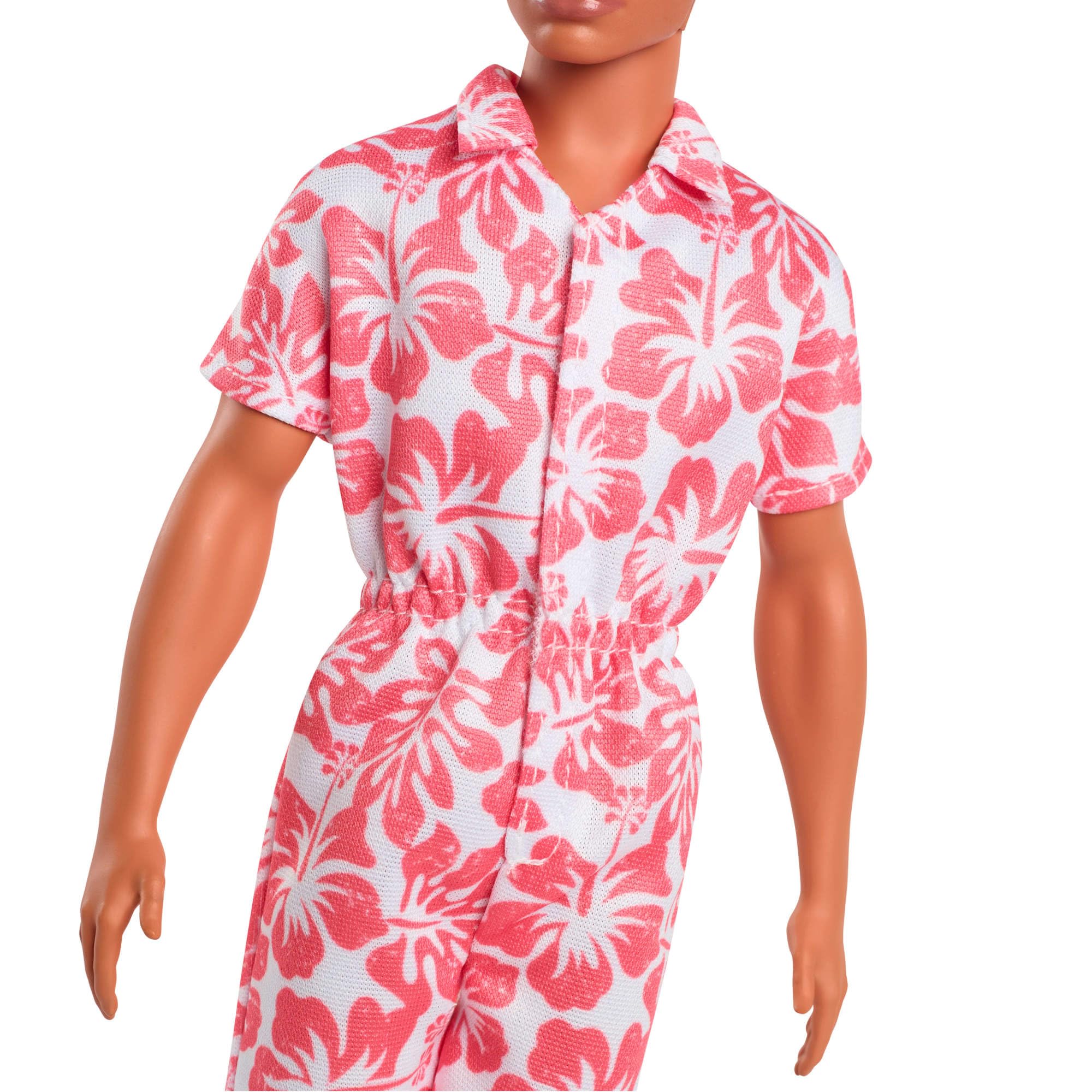 Barbie Fashionistas Ken Doll #235 - Braided Brown Hair & Coral Hawaiian Print Jumpsuit 7