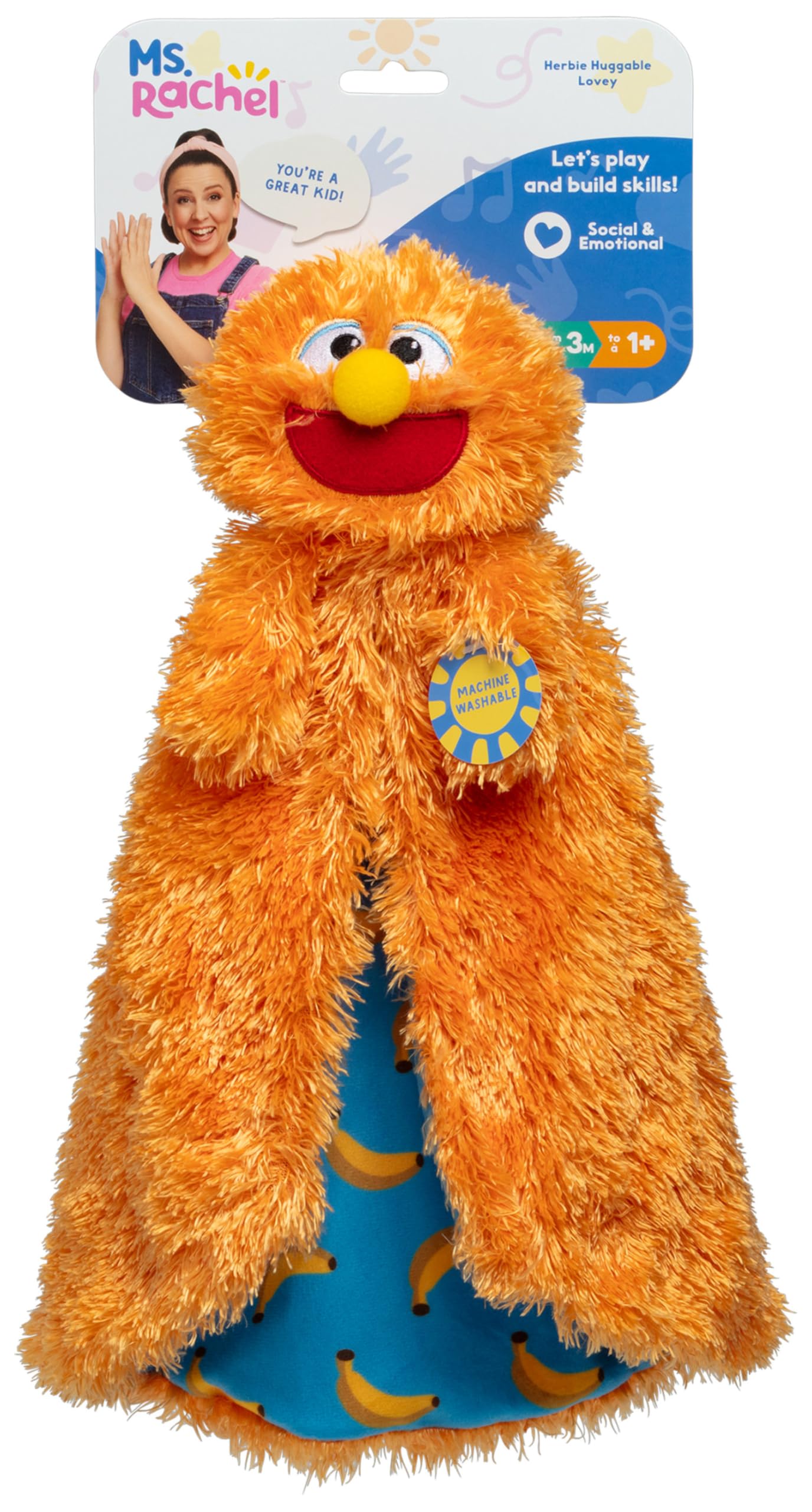 Ms. Rachel Herbie Huggable Lovey - Double-Sided Soft Blanket for Babies 3M+ 5