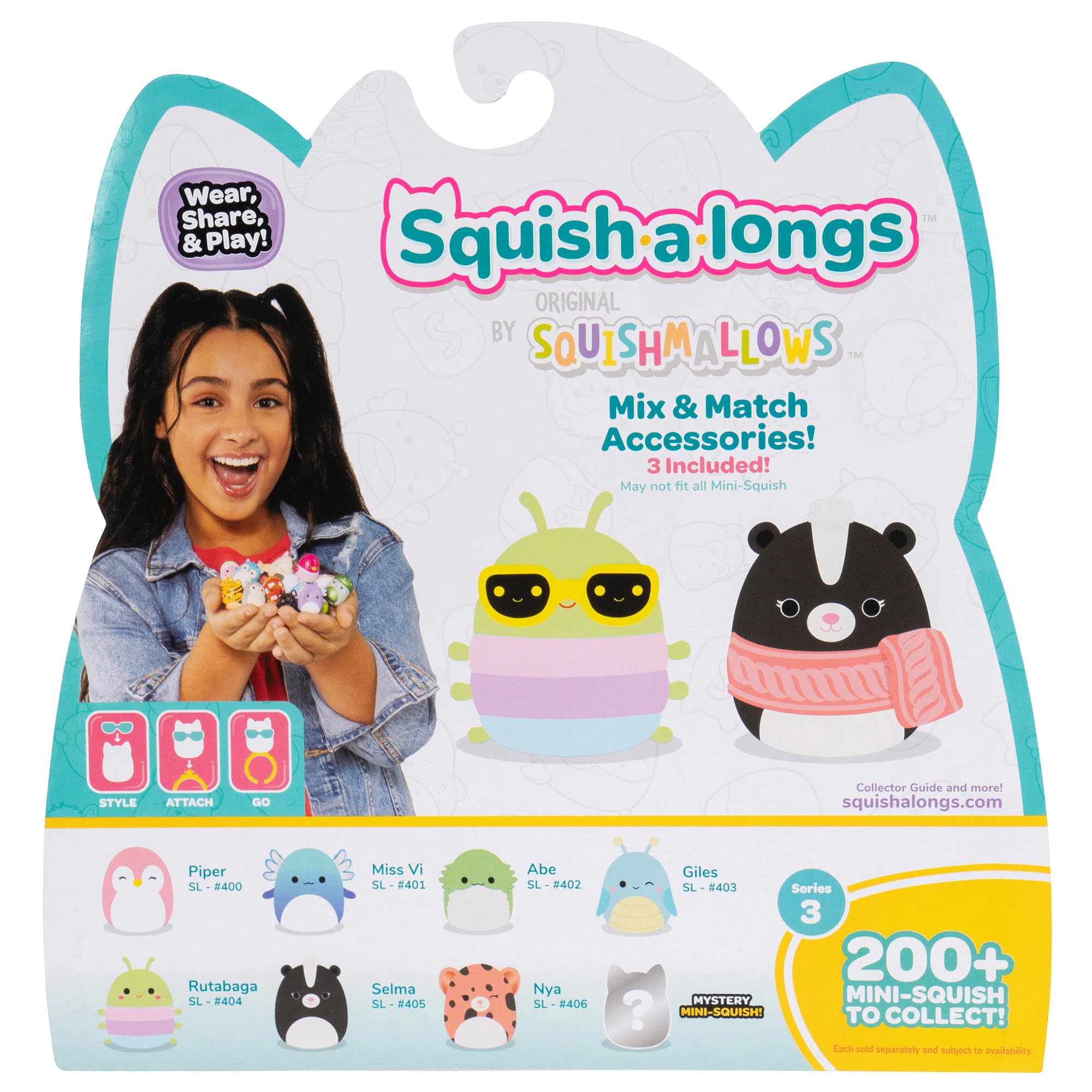 Squish-a-longs Mini-Squish 8-Pack Wave 3 - Skunk, Pink Penguin, Axolotl, Bearded Dragon, Grasshopper, Cheetah, Caterpillar, Mystery Chase 7