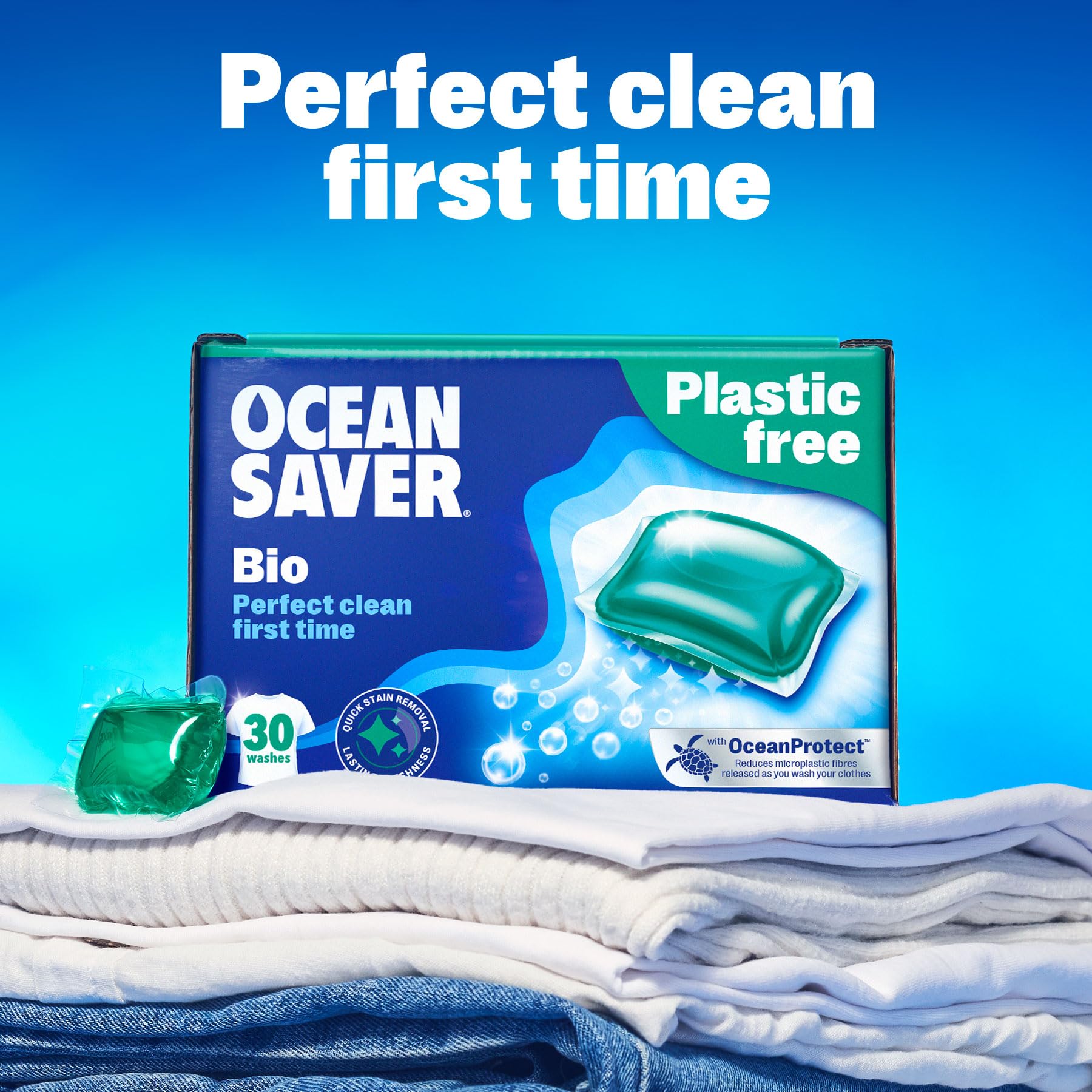 OceanSaver Eco Bio Laundry Detergent Washing Pods - 30 Washes | Ocean Fresh Scent