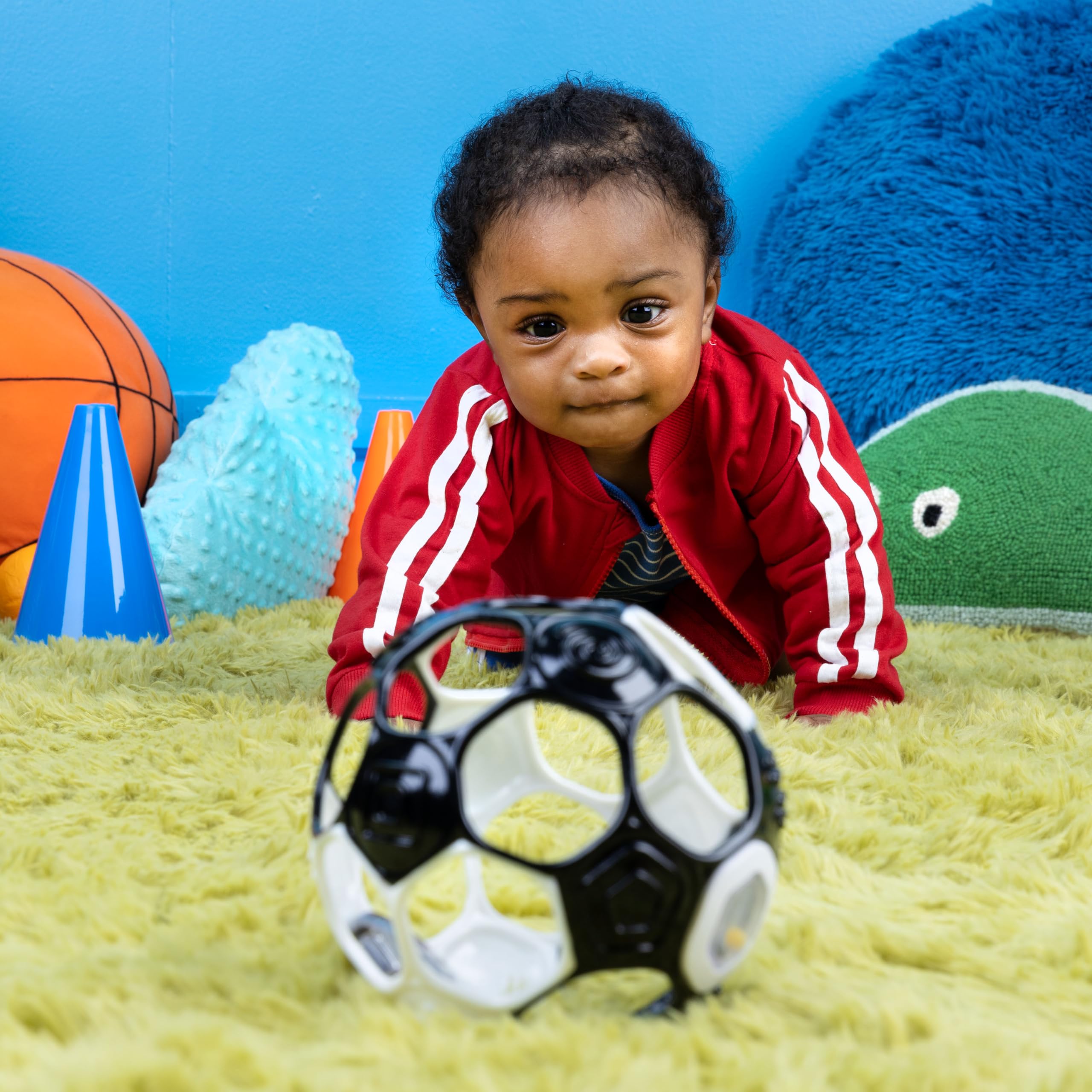 Bright Starts Oball Grippin' Goals Rattle Football Baby Ball - Black & White, 0-3 Years 6