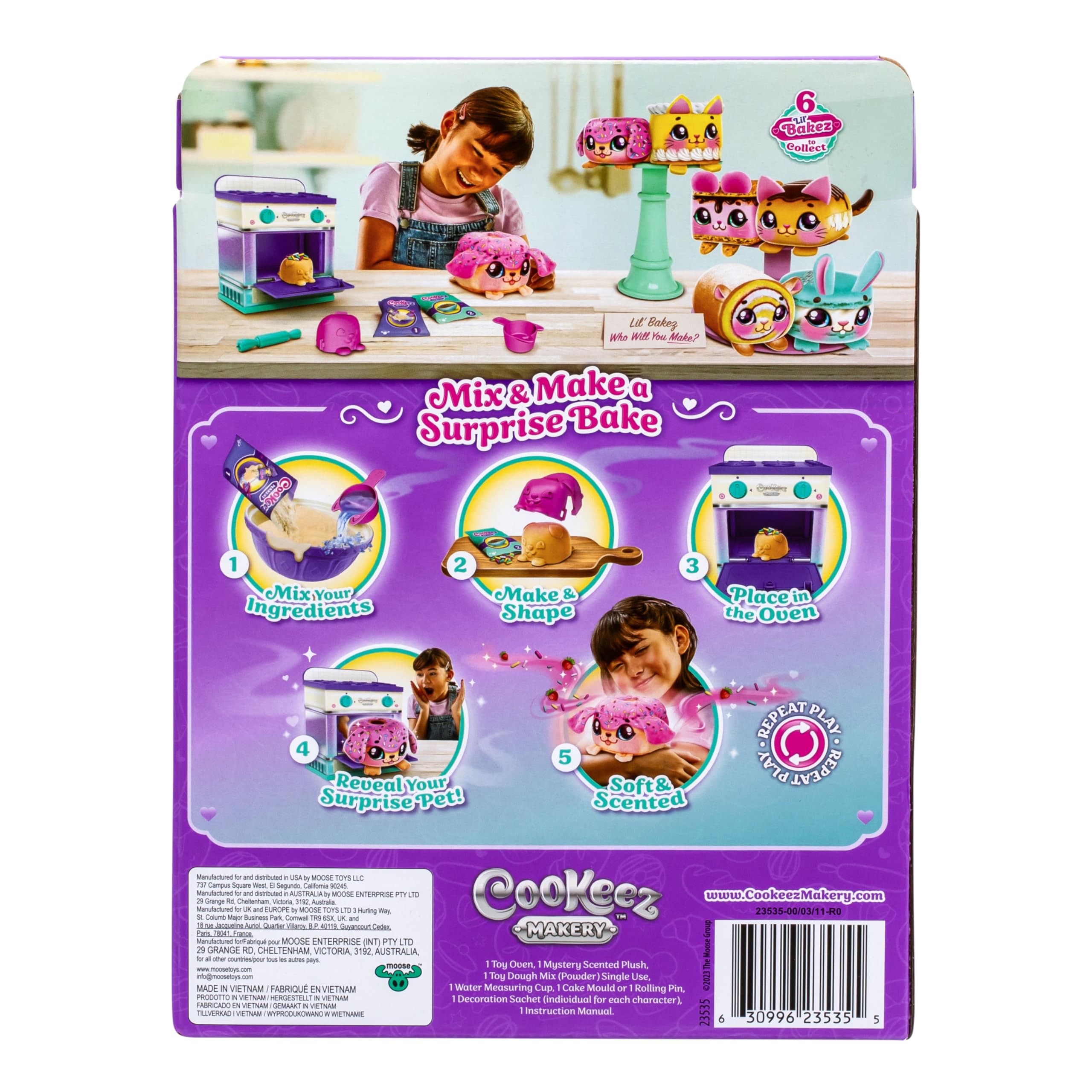 COOKEEZ MAKERY Lil" Bakez Oven - Interactive Scented Plush Baking Playset for Kids 4