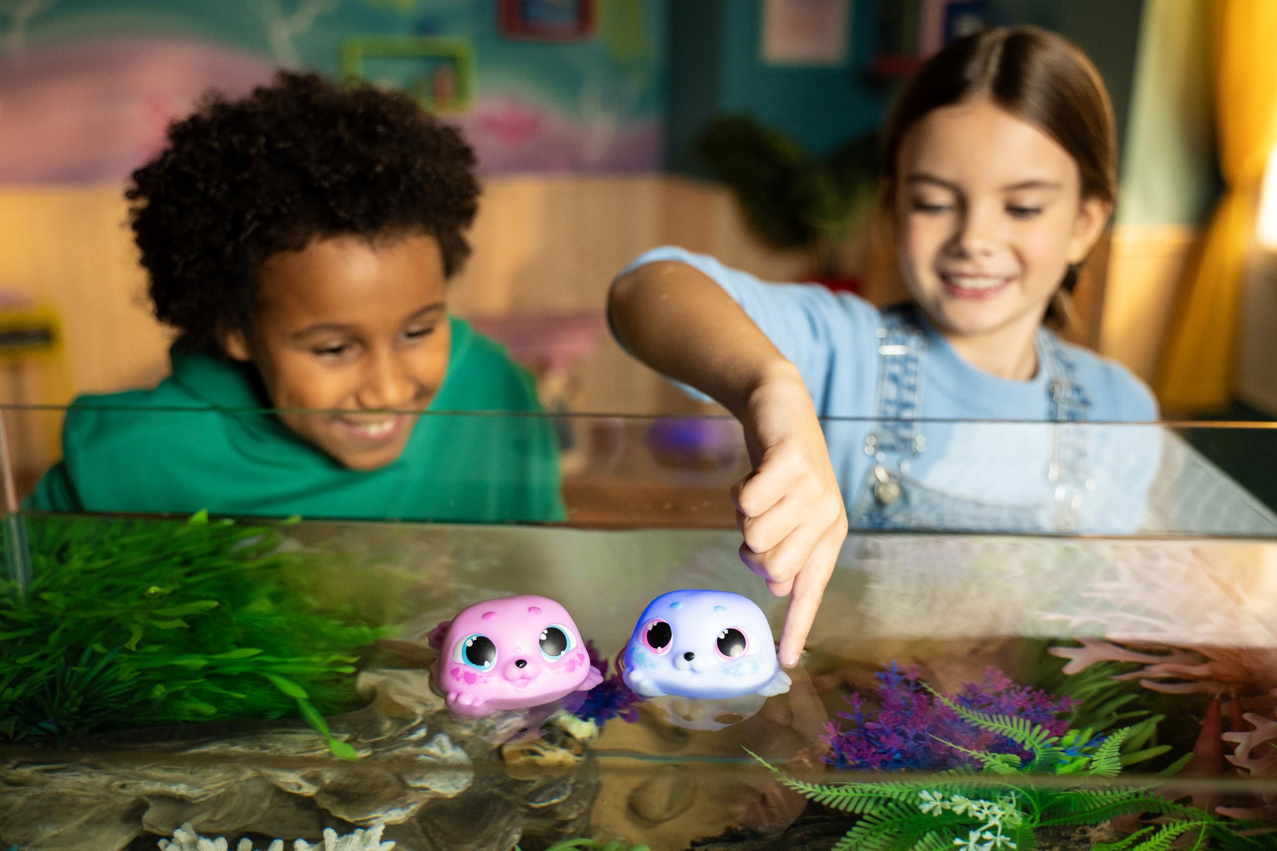 Animagic Let's Glo Seal - Pink | Glowing, Gliding, Squishy Interactive Toy for Kids 6