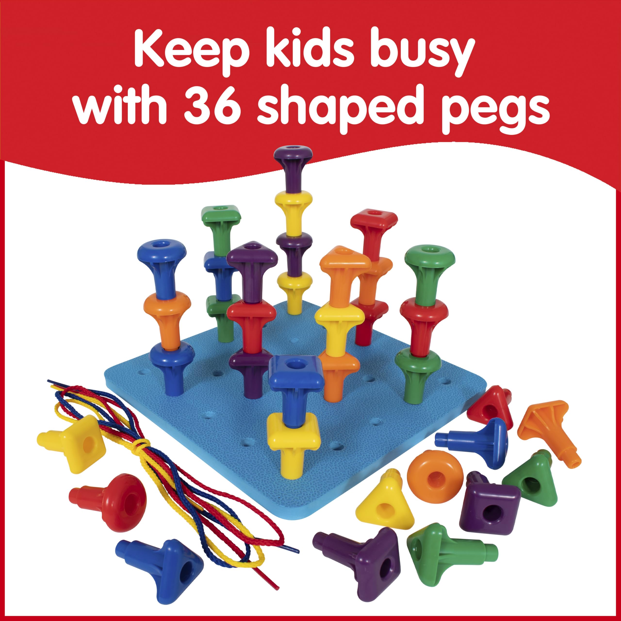 EDX Education Giant Geo Pegs and Board Set - Educational Sorting & Stacking Toy for Toddlers 8