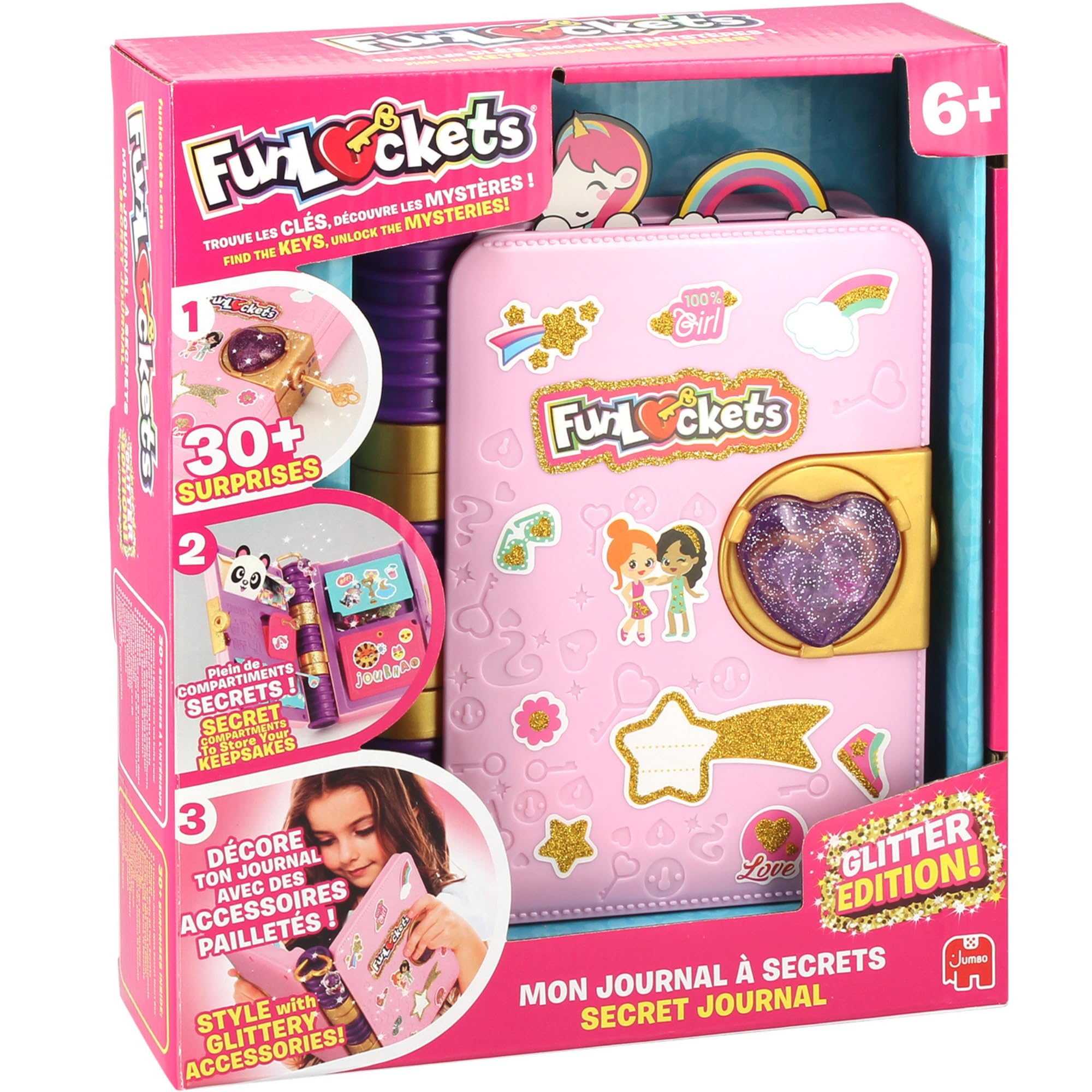 Funlockets Secret Journal NEW Glitter Edition. Secret Lockable Girl’s Diary with 18