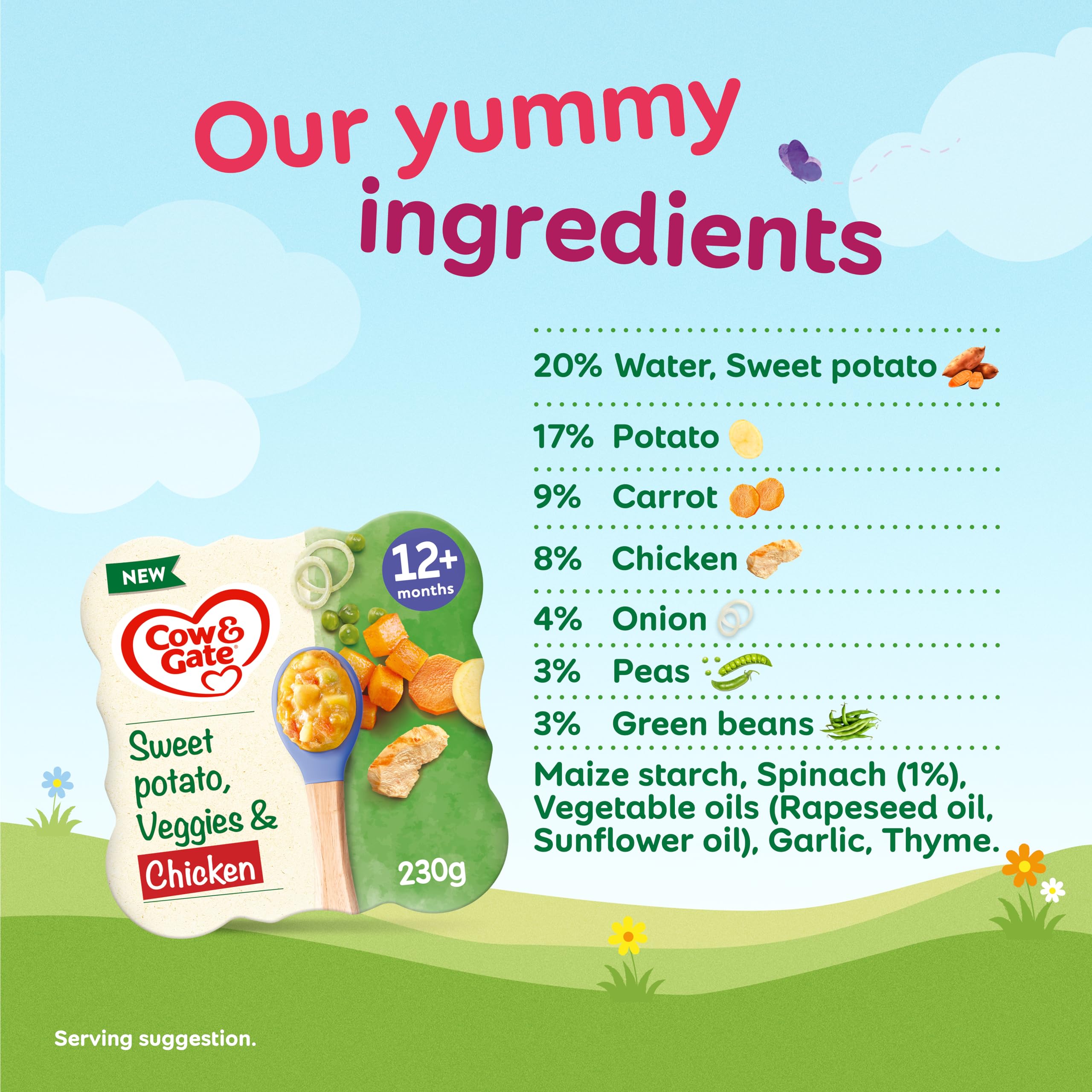 Cow & Gate Sweet Potato, Vegetable & Chicken Baby Food Meal for 12+ Months - 230g 3