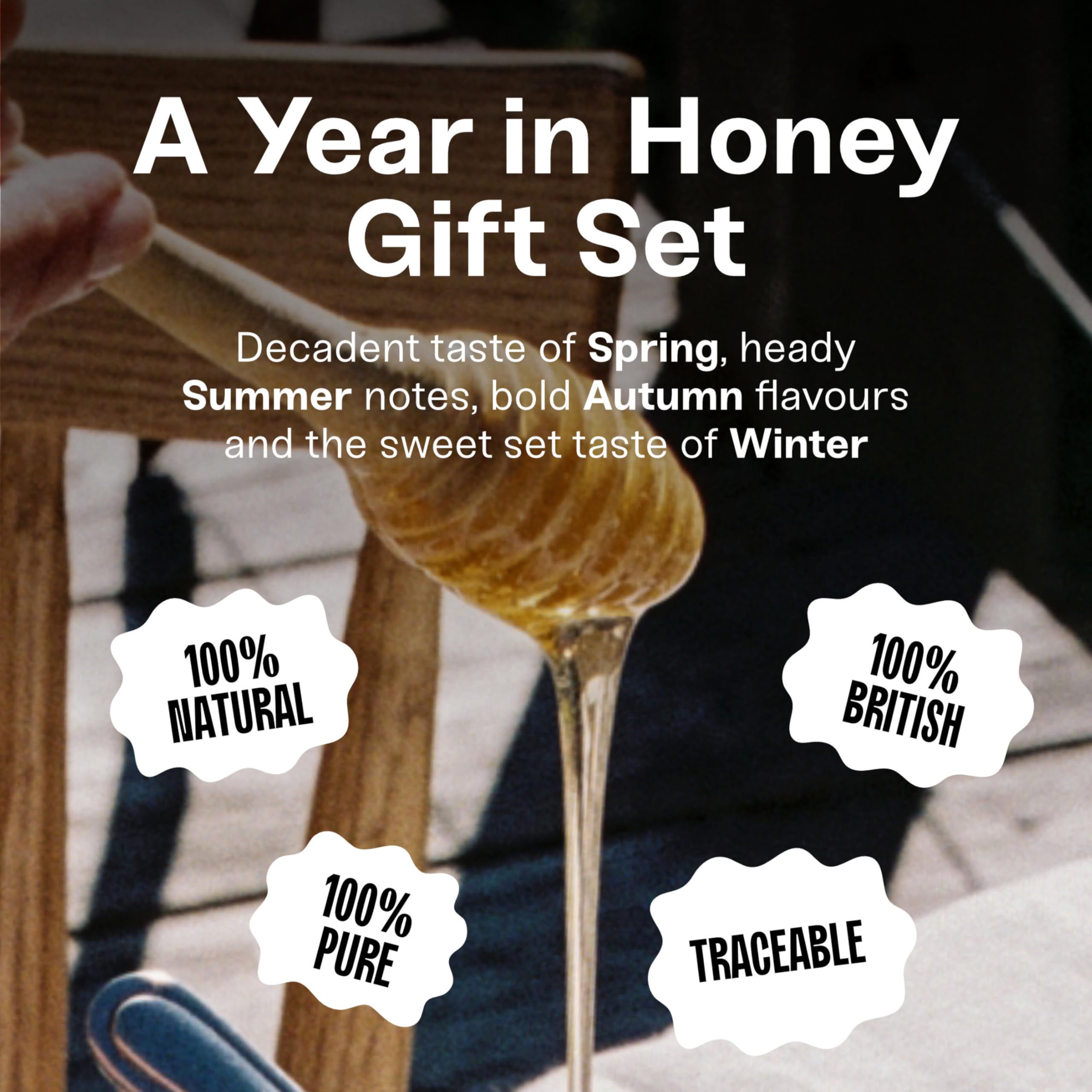 Black Bee Honey Gift Set - 4x 42g British Honey Pack, Creamy Light Spring 6