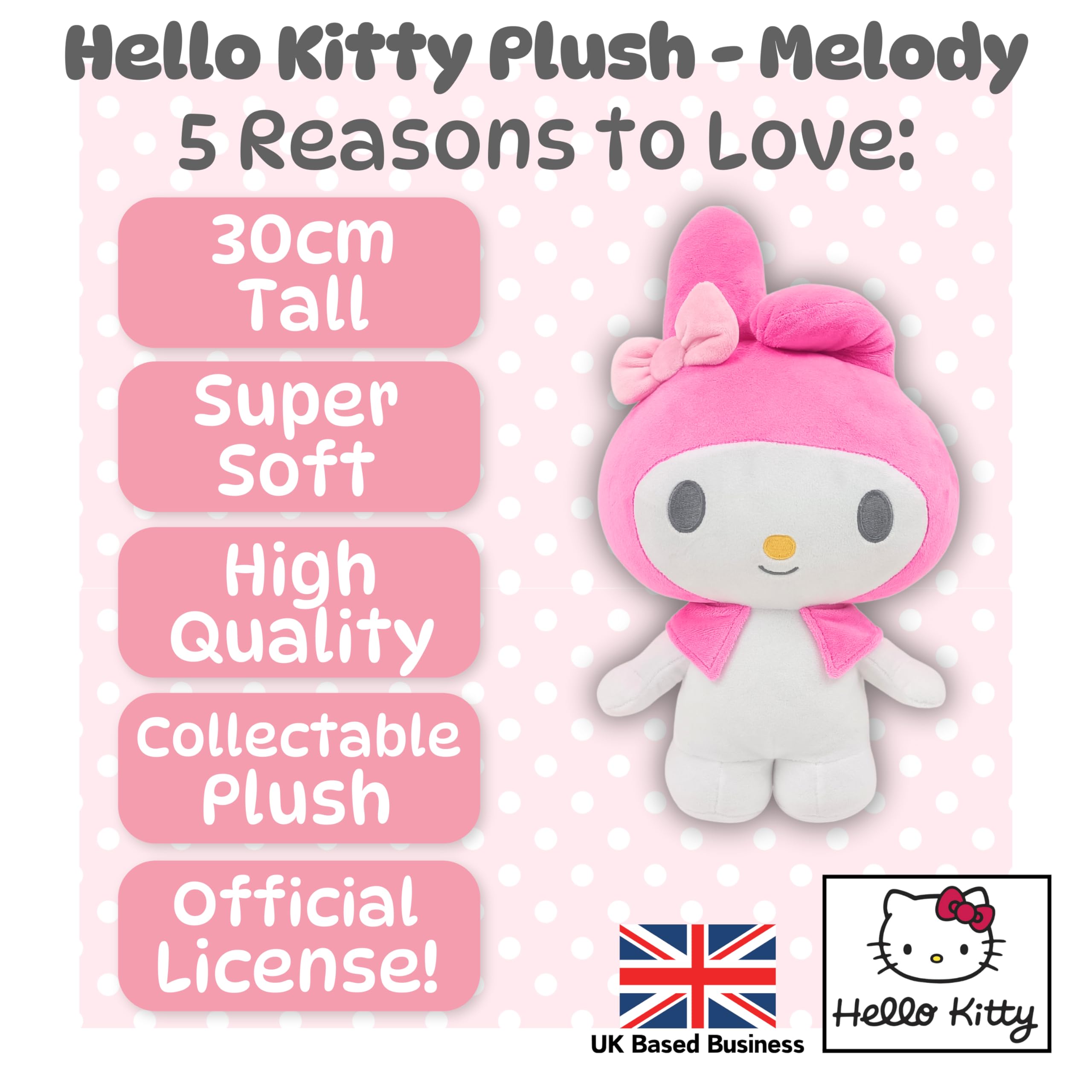 My Melody Plush 30cm - Official Sanrio Licensed Stuffed Animal for Kids & Collectors 8