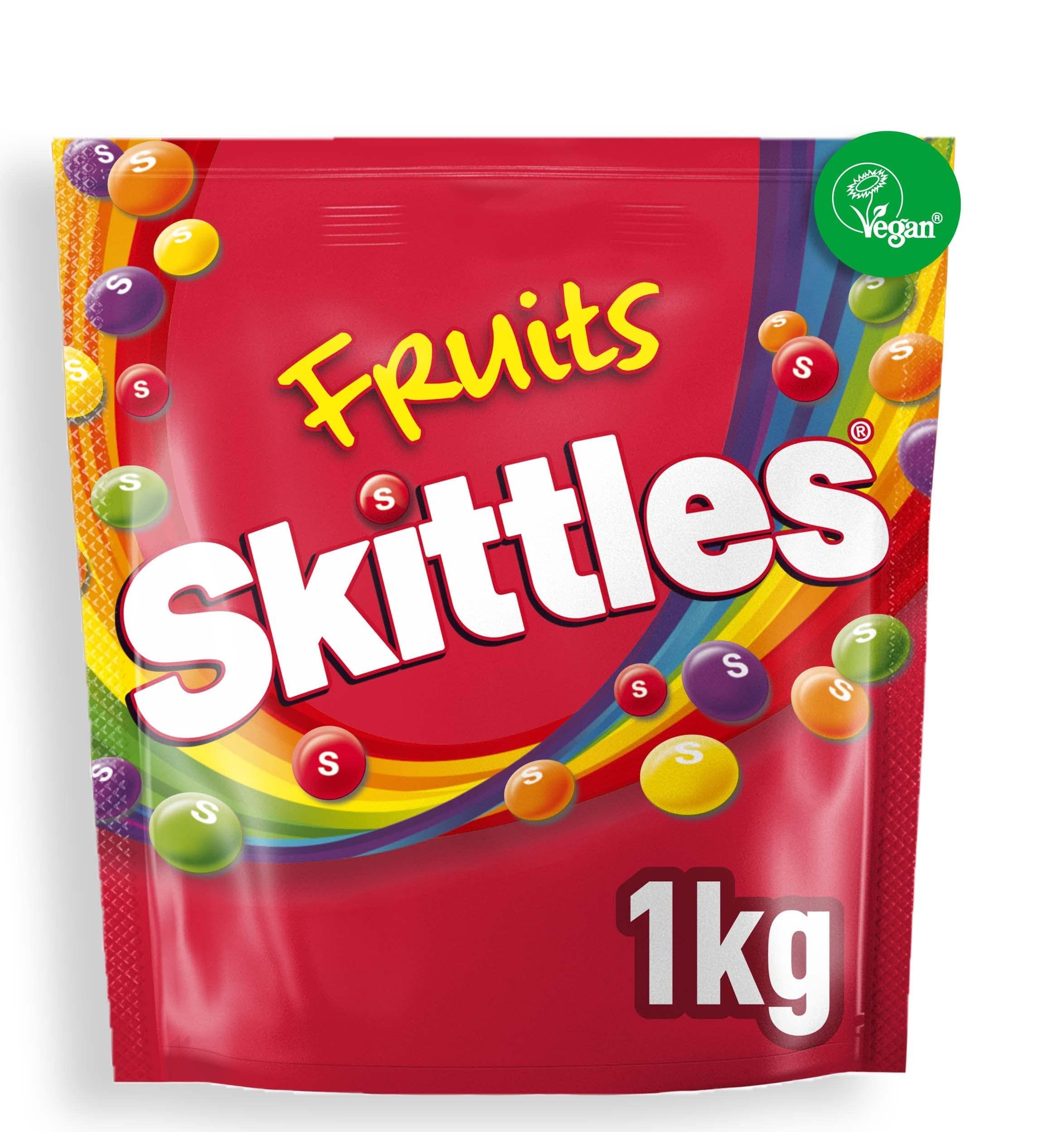 Skittles Fruit Flavoured Chewy Sweets Bag - 1kg Vegan Bulk Candy