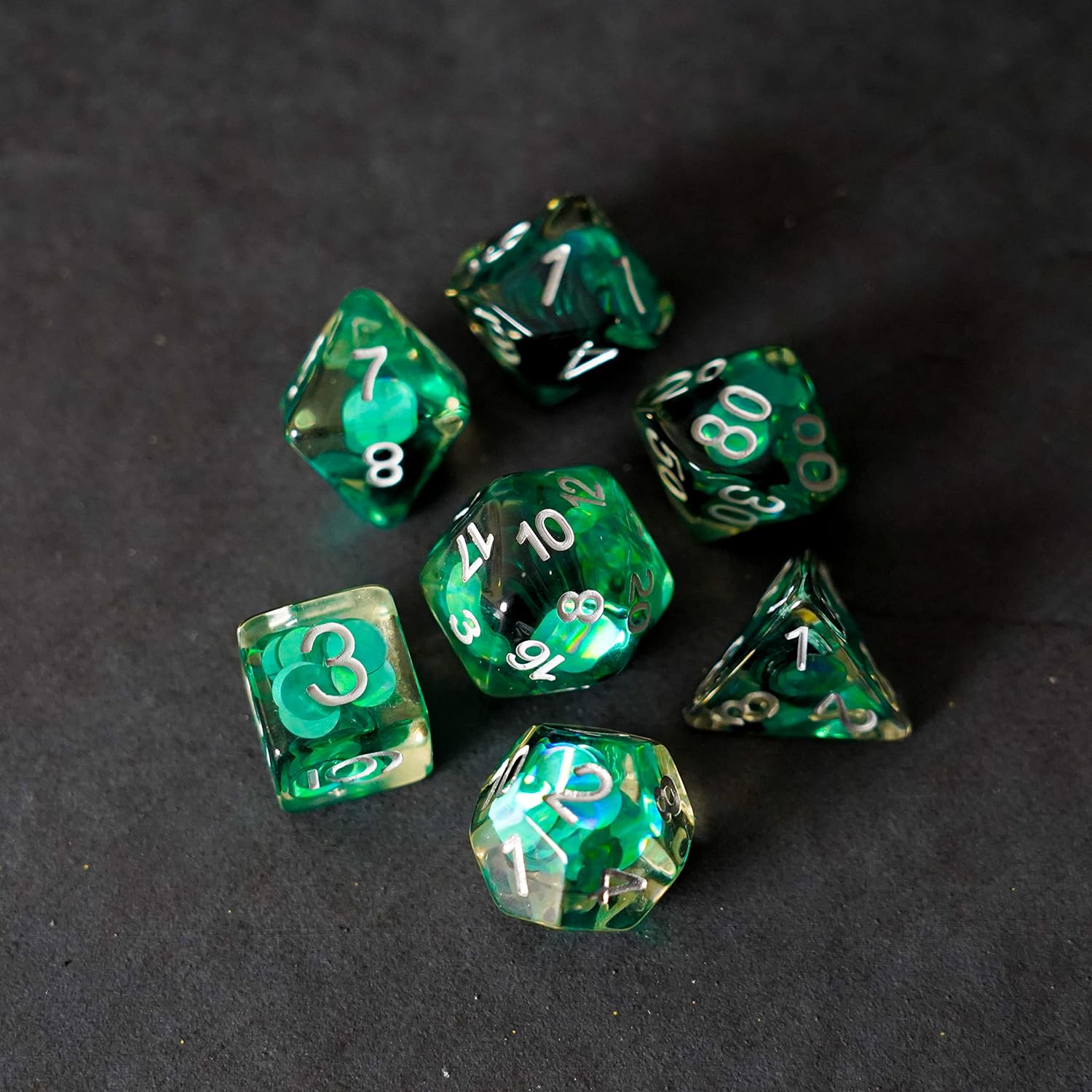Metallic Dice Games Mermaid Scales 16mm Resin Polyhedral Dice Set 5