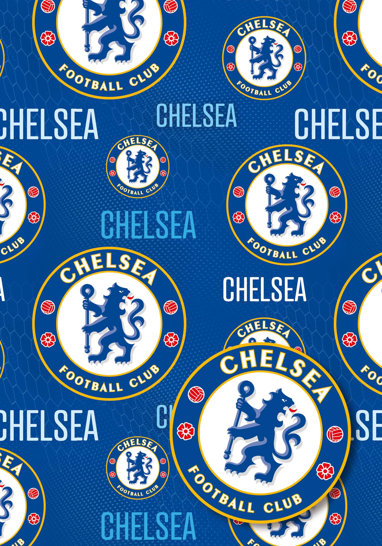 Danilo Promotions LTD Chelsea FC Gift Wrapping Paper - 2 Sheets & 2 Tags | 70cm x 50cm