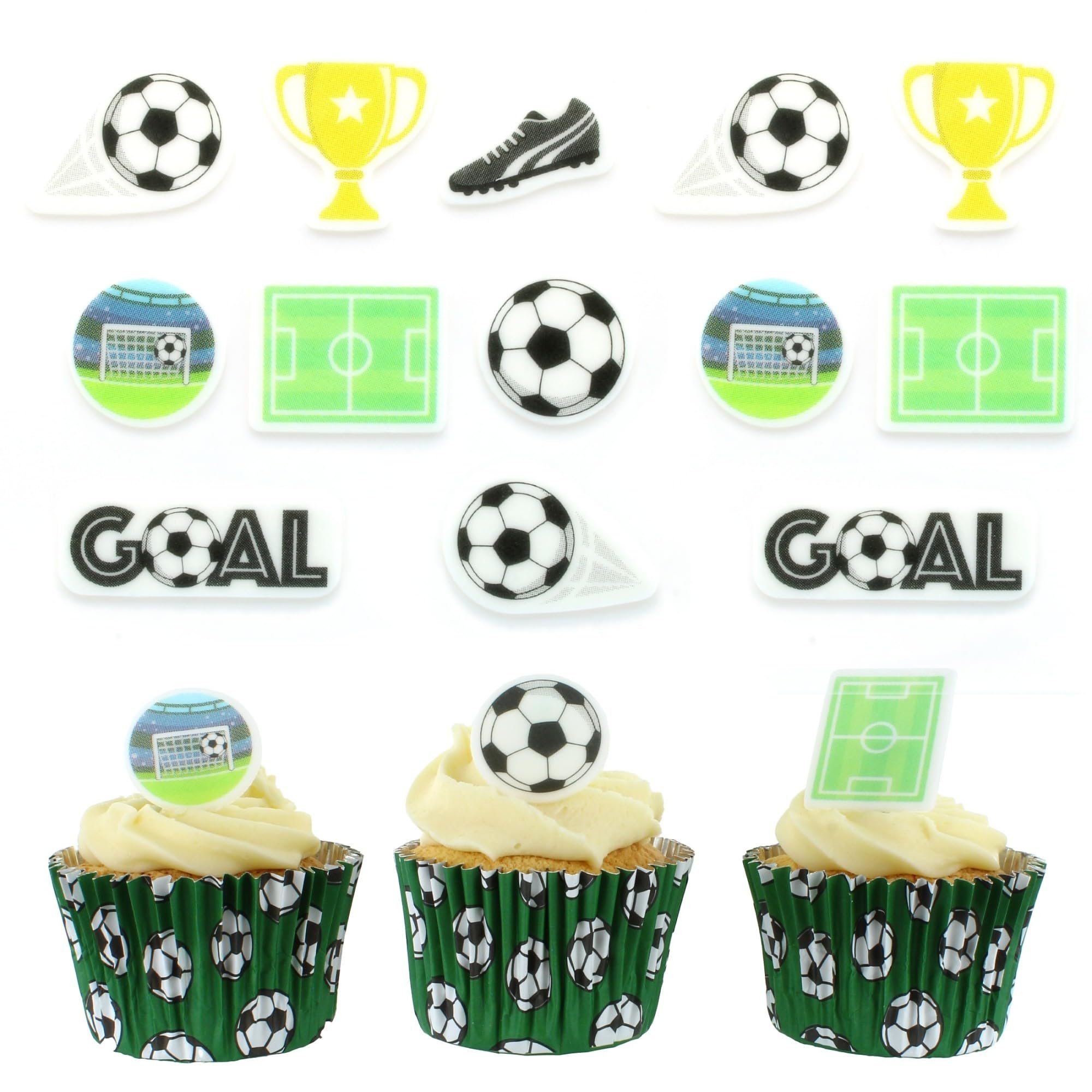 Culpitt Football Edible Cupcake Toppers - 32 Pack Printed Fondant Decorations for Cakes 1