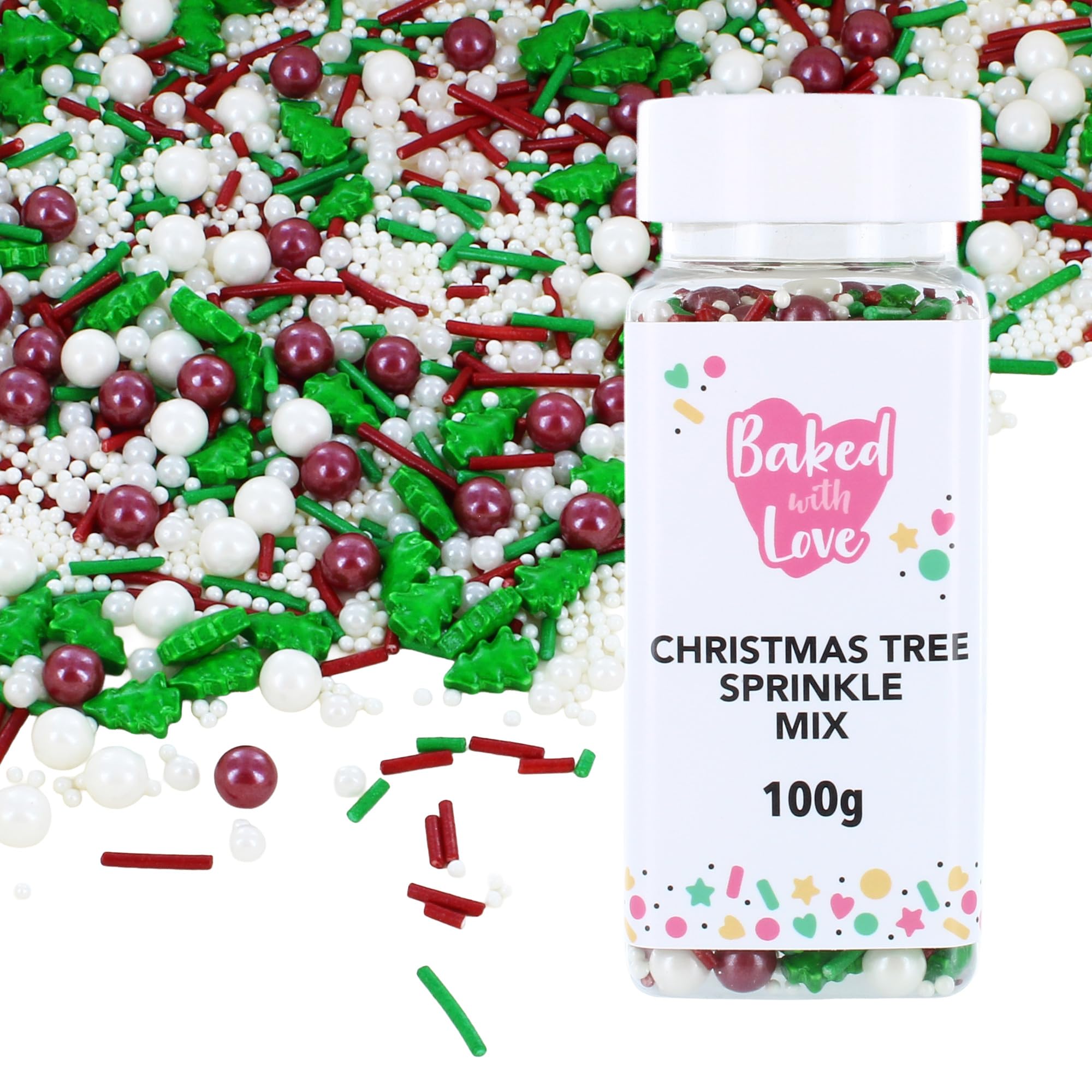 Baked with Love - Christmas Sprinkles Edible Decorations 100g 6