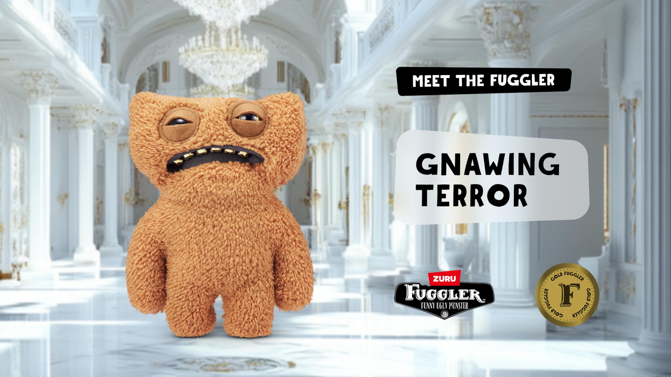 Fuggler Gold Fuggs - Funny Ugly Monster Plush Collectible Toy, 9" Soft Doll for Kids 4+ 6