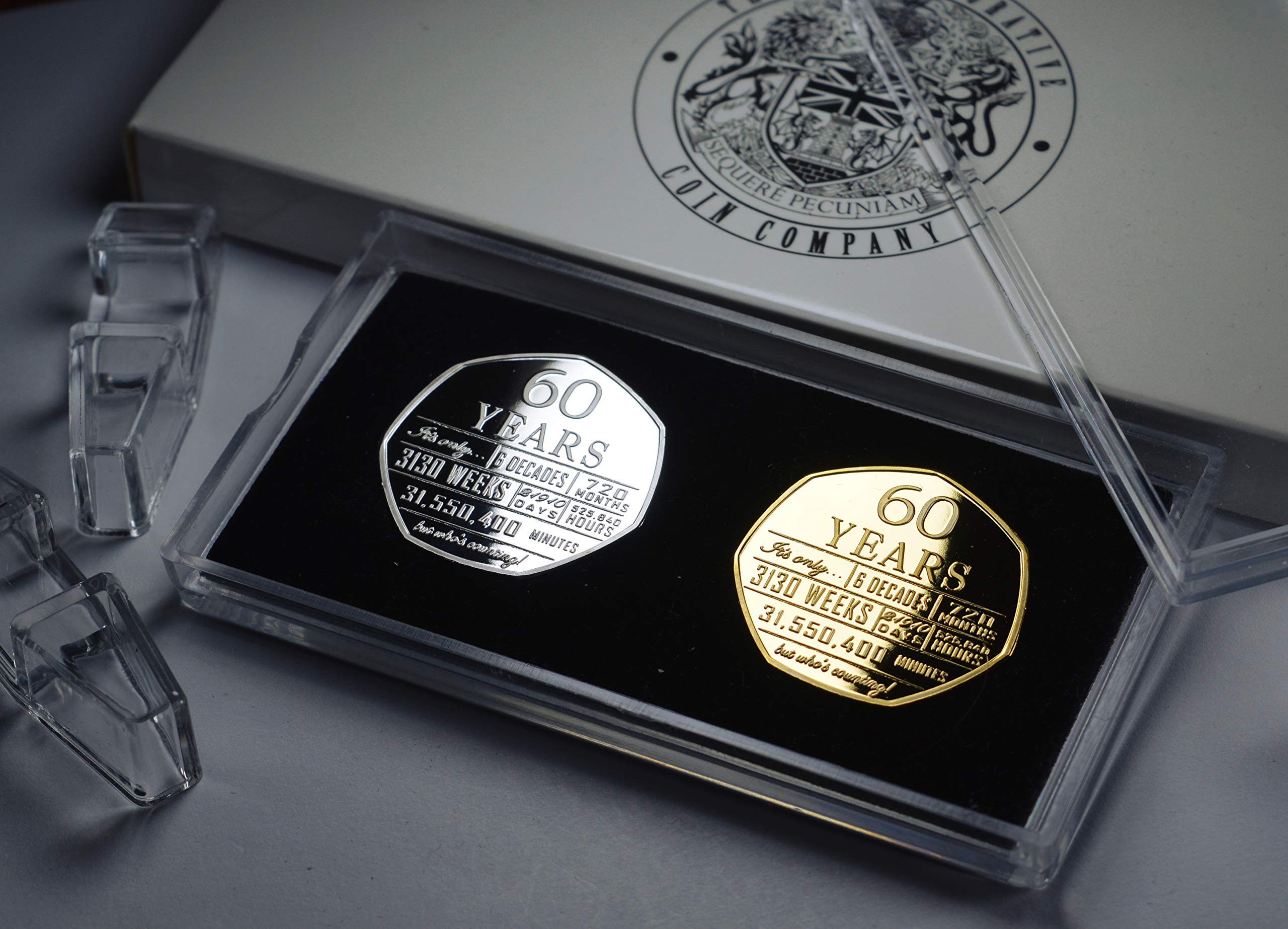The Commemorative Coin Company 60th Birthday .999 Silver & 24ct Gold Plated Coin Set