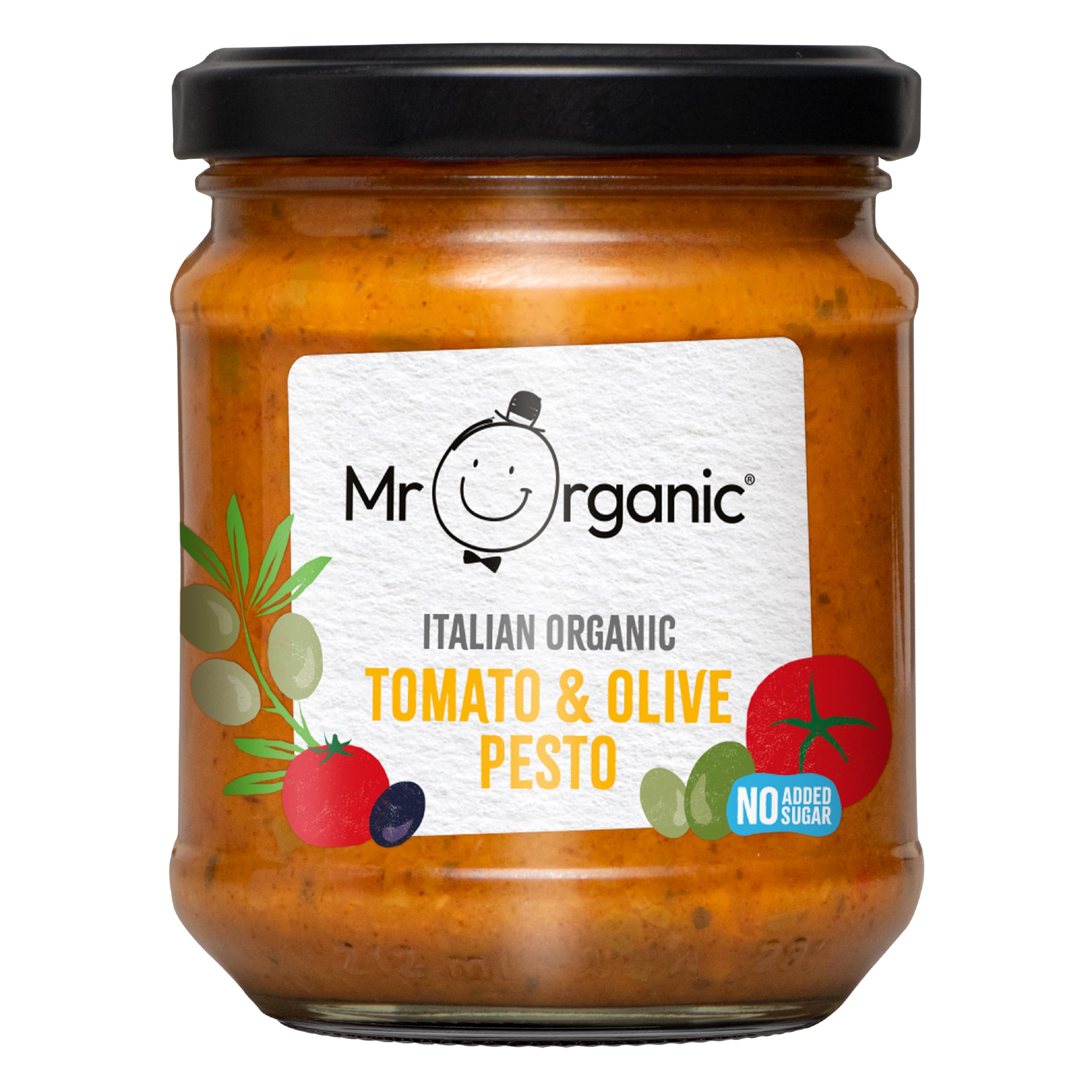 Mr Organic - Organic No Added Sugar Tomato & Olive Pesto 190g