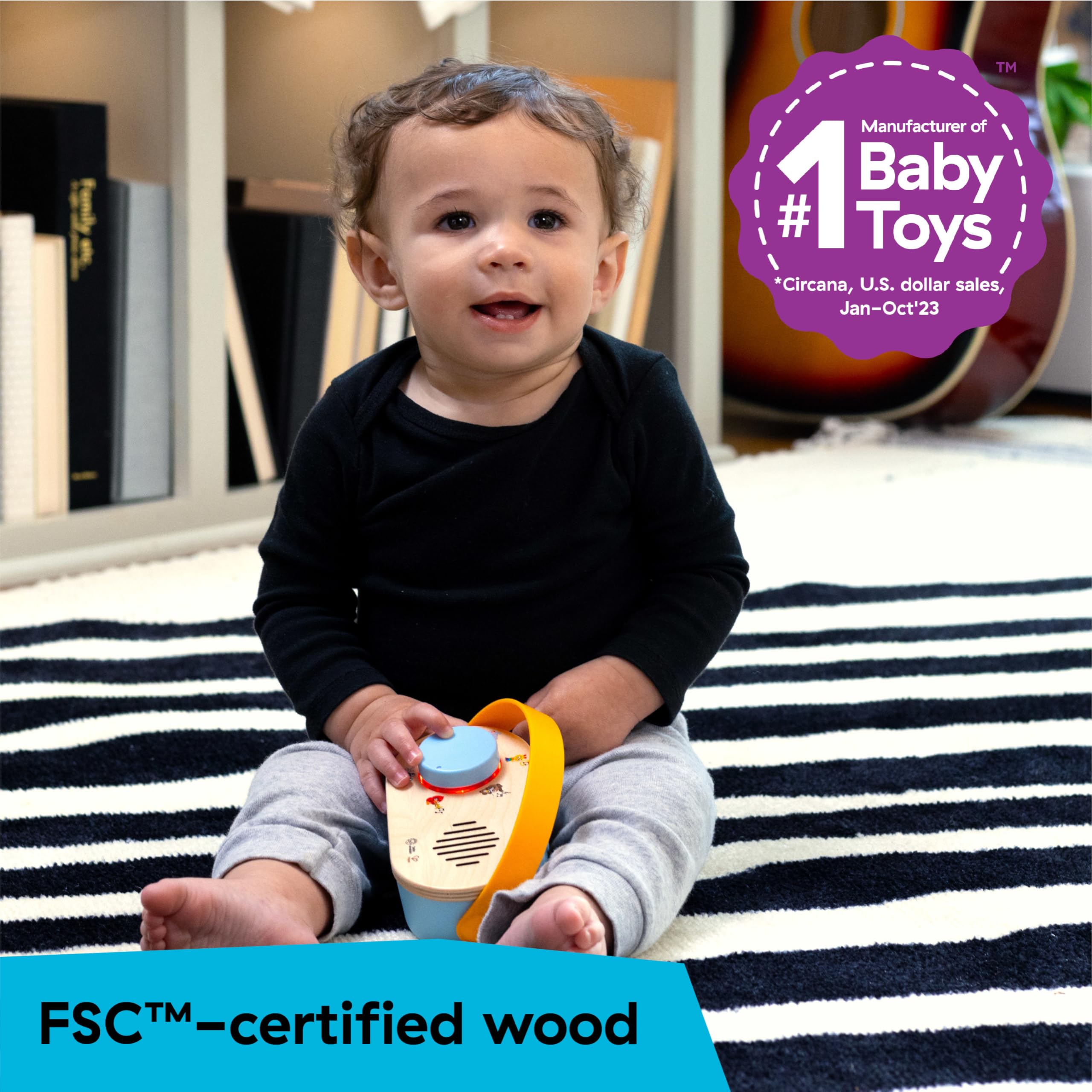 Baby Einstein + Hape Discovery Radio Toy - Musical Light-Up Radio with 30 Melodies & 12 Animal Sounds, Ages 6 Months+ 8