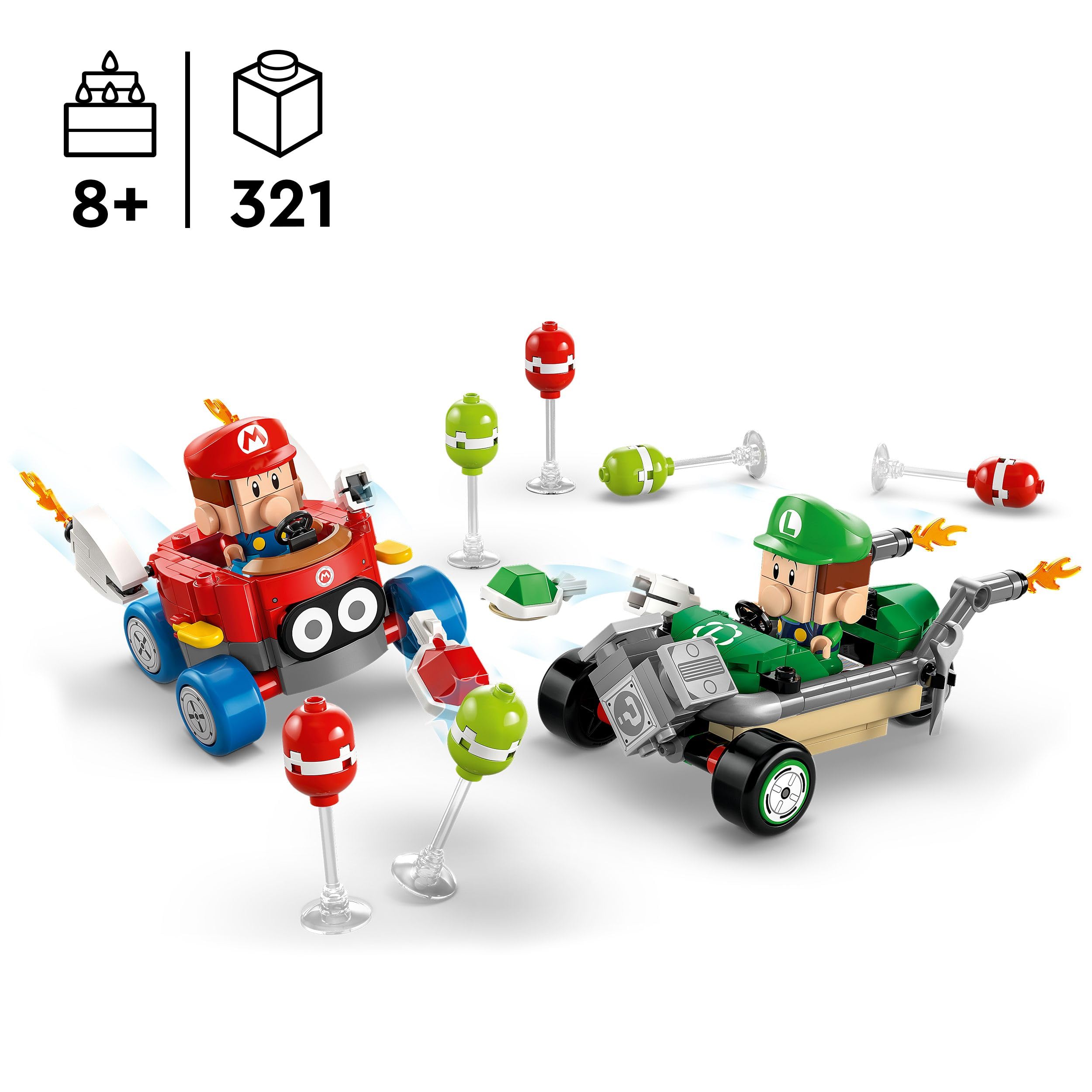 LEGO Super Mario: Mario Kart – Baby Mario vs. Baby Luigi Playset - 321-Piece Building Set for Kids 8+ 3