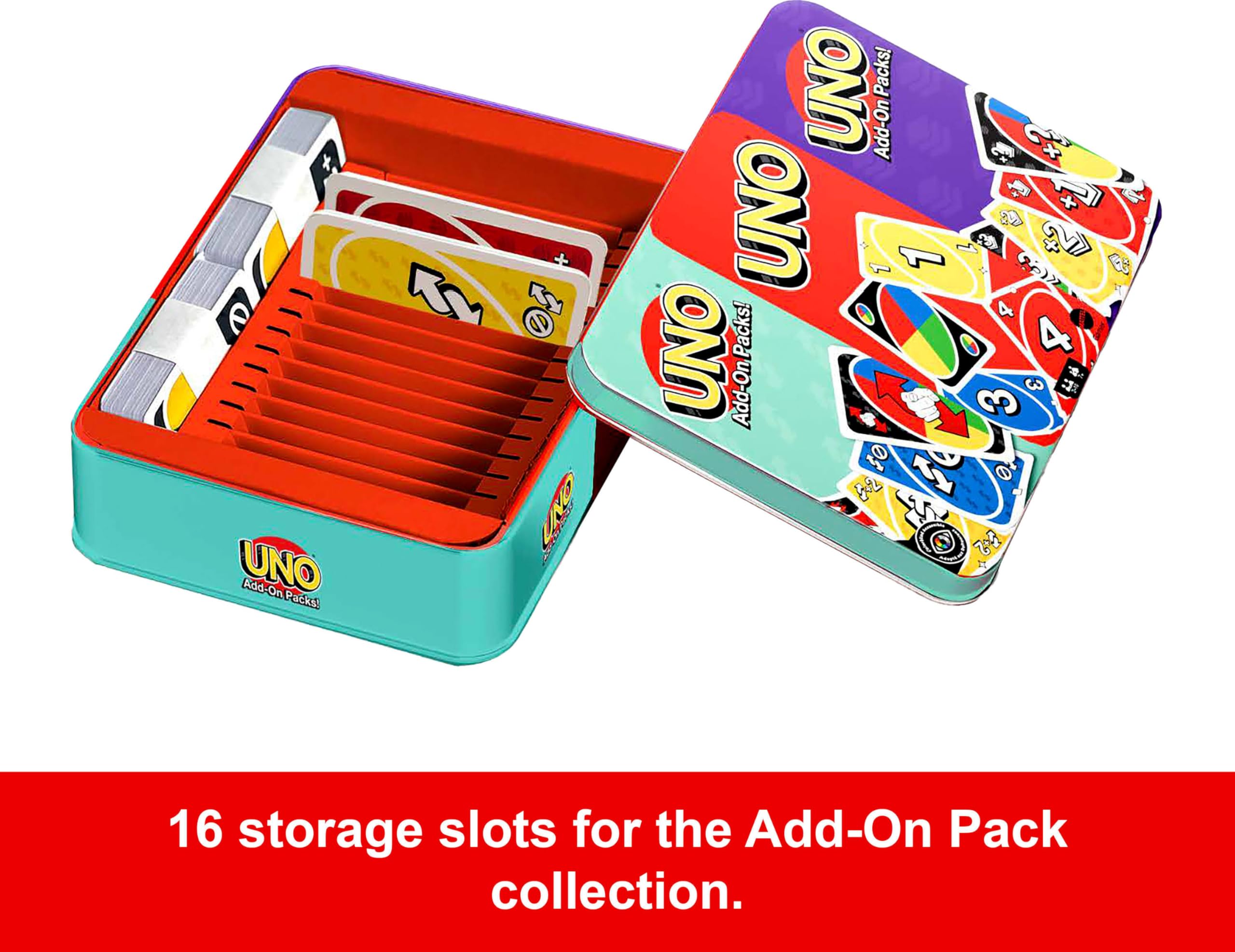 Mattel Games UNO Card Game with 2 Add On Packs in Collectible Tin 5