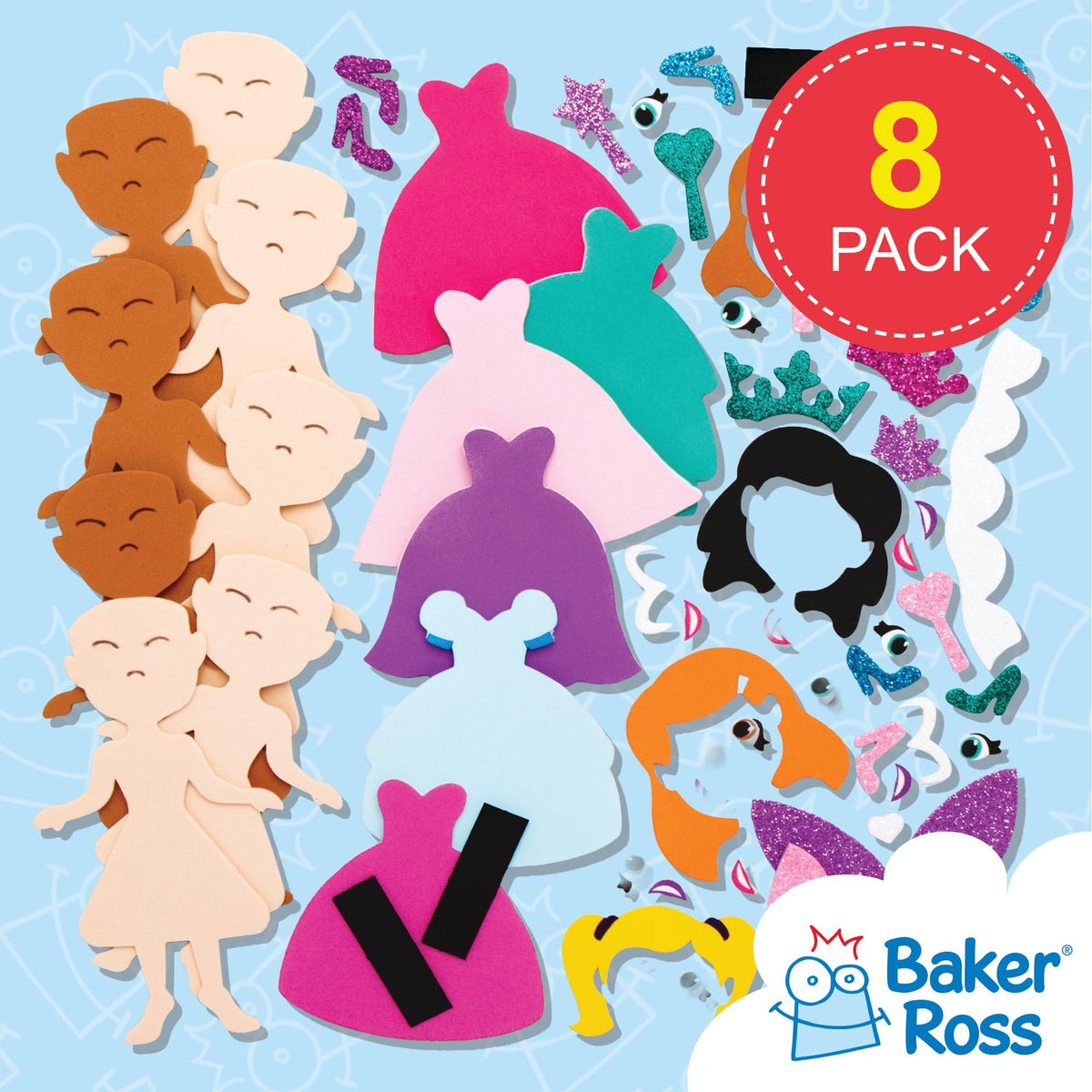 Baker Ross Princess Mix & Match Magnet Kits - 8 Designs, Ages 3+