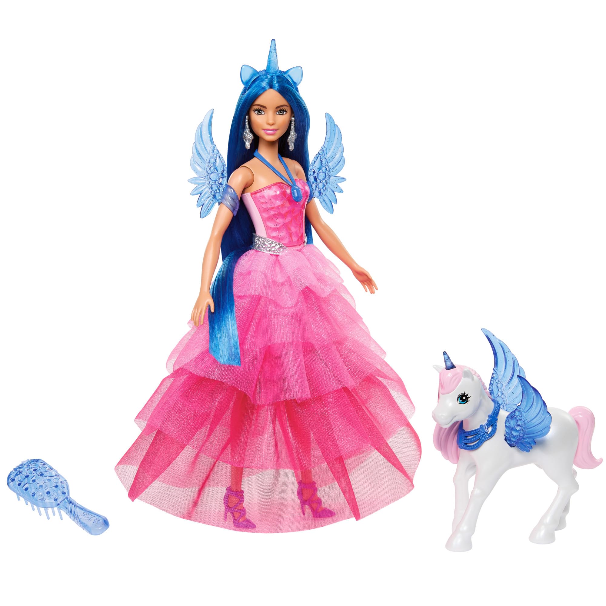 Barbie Unicorn Doll HRR16 - 65th Anniversary Alicorn with Blue Hair & Pink Gown | Ages 3+