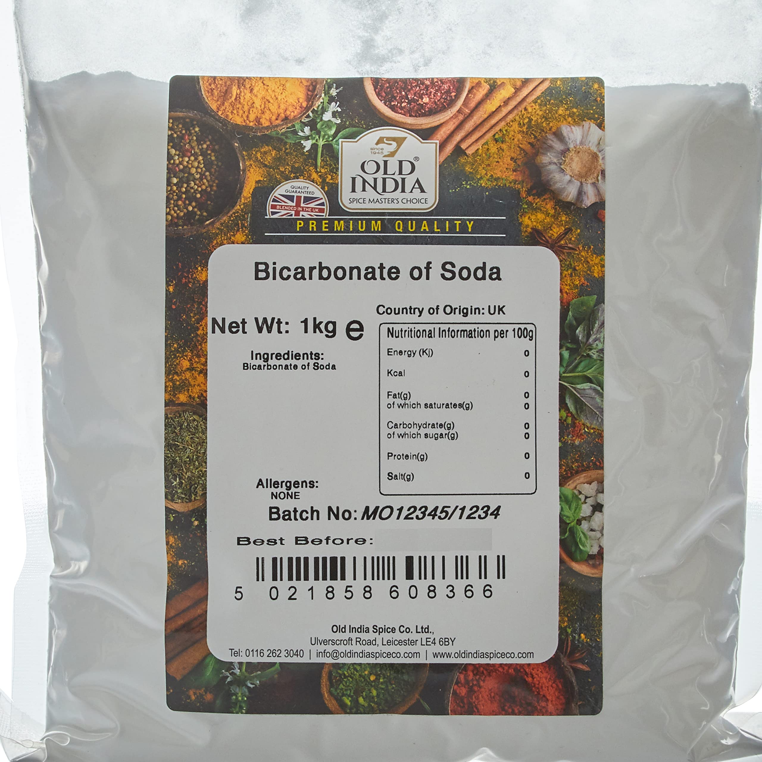 Old India Bicarbonate of Soda Powder - 1kg Natural Raising Agent | 2 Year Shelf Life 2