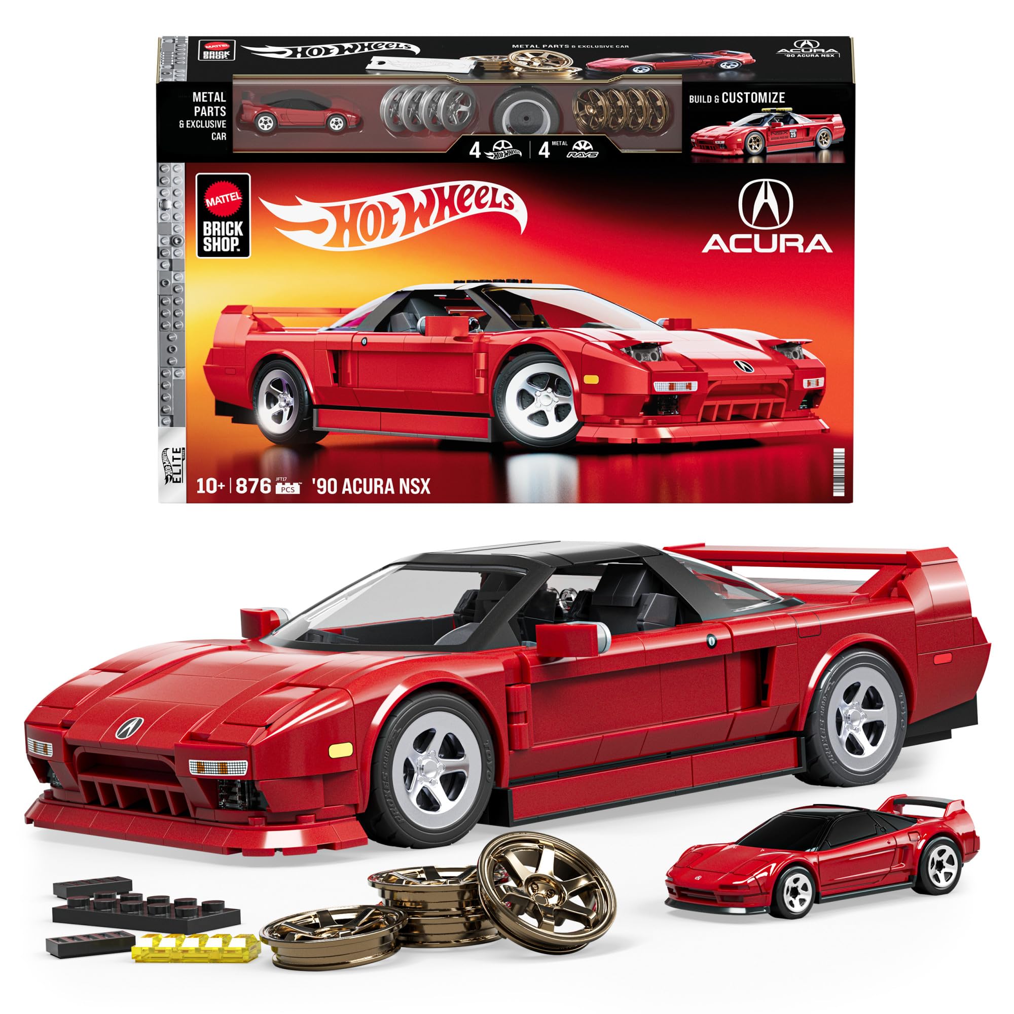 Mattel Brick Shop Hot Wheels Elite Series '90 Acura NSX Building Set - 871-Piece Vehicle Model for Ages 10+ 1