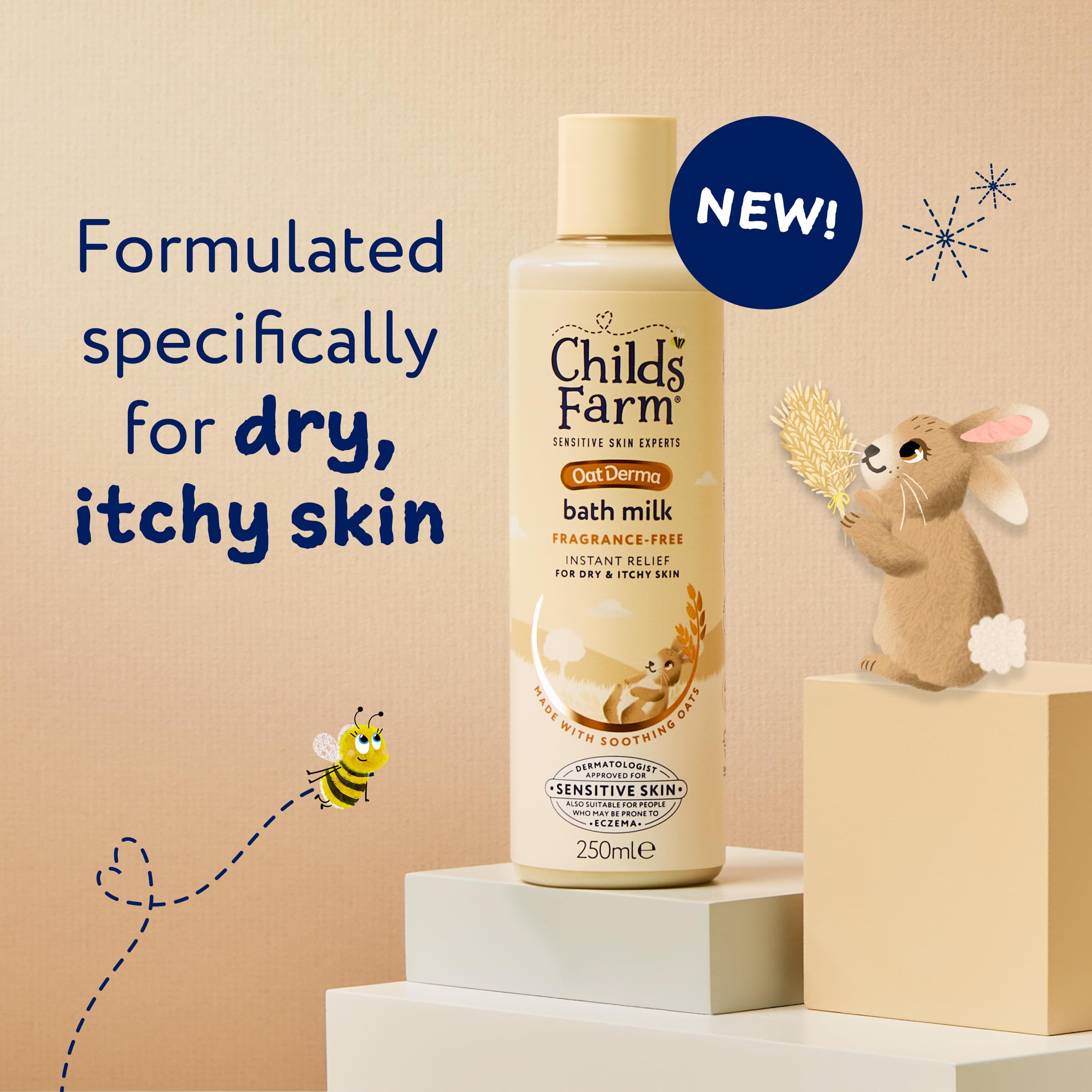 Childs Farm OatDerma Bath Milk - Fragrance-Free, Soothing Hydration for Sensitive Skin | 250 ml
