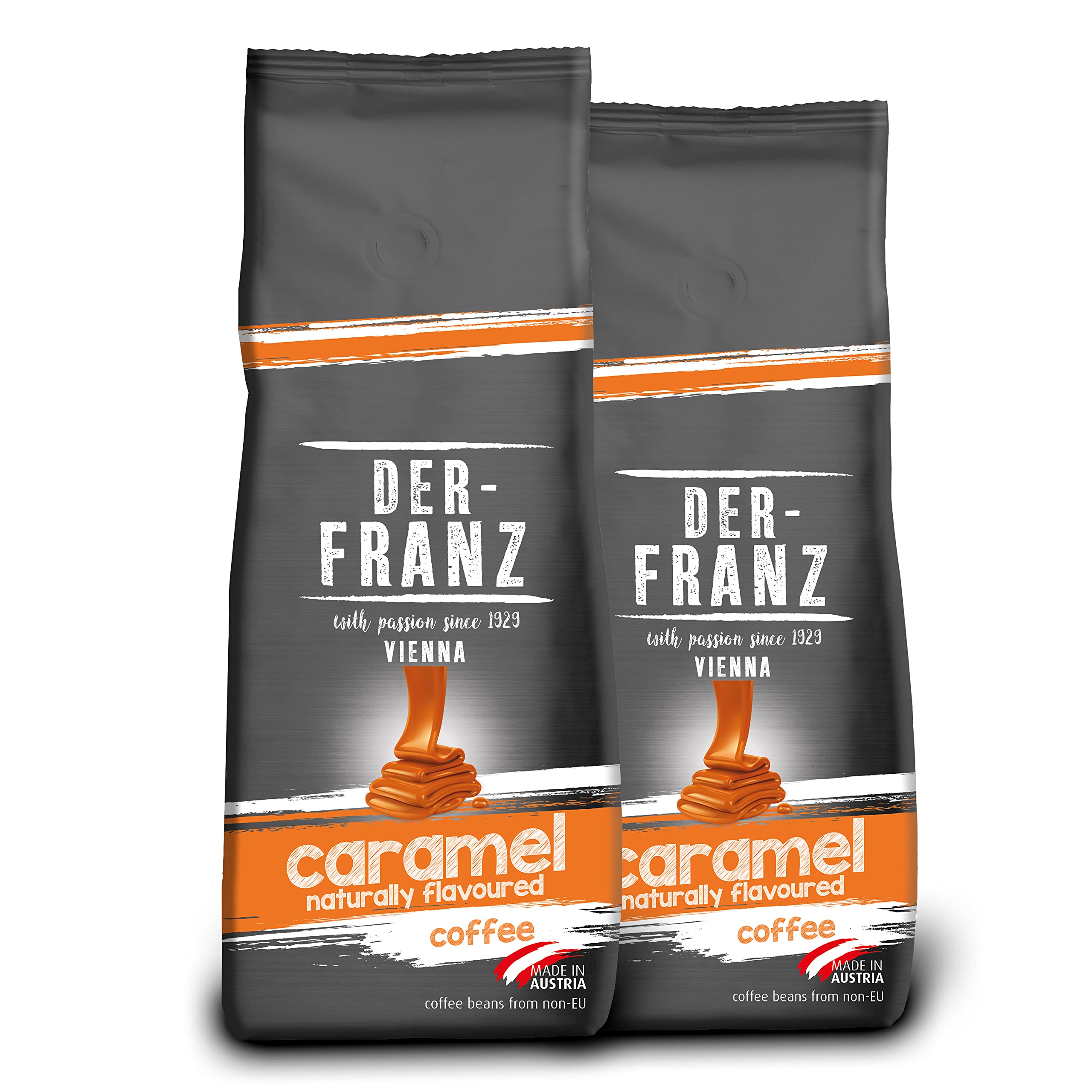 Der-Franz Coffee Flavoured with Natural Caramel, Ground, 2 x 500 g