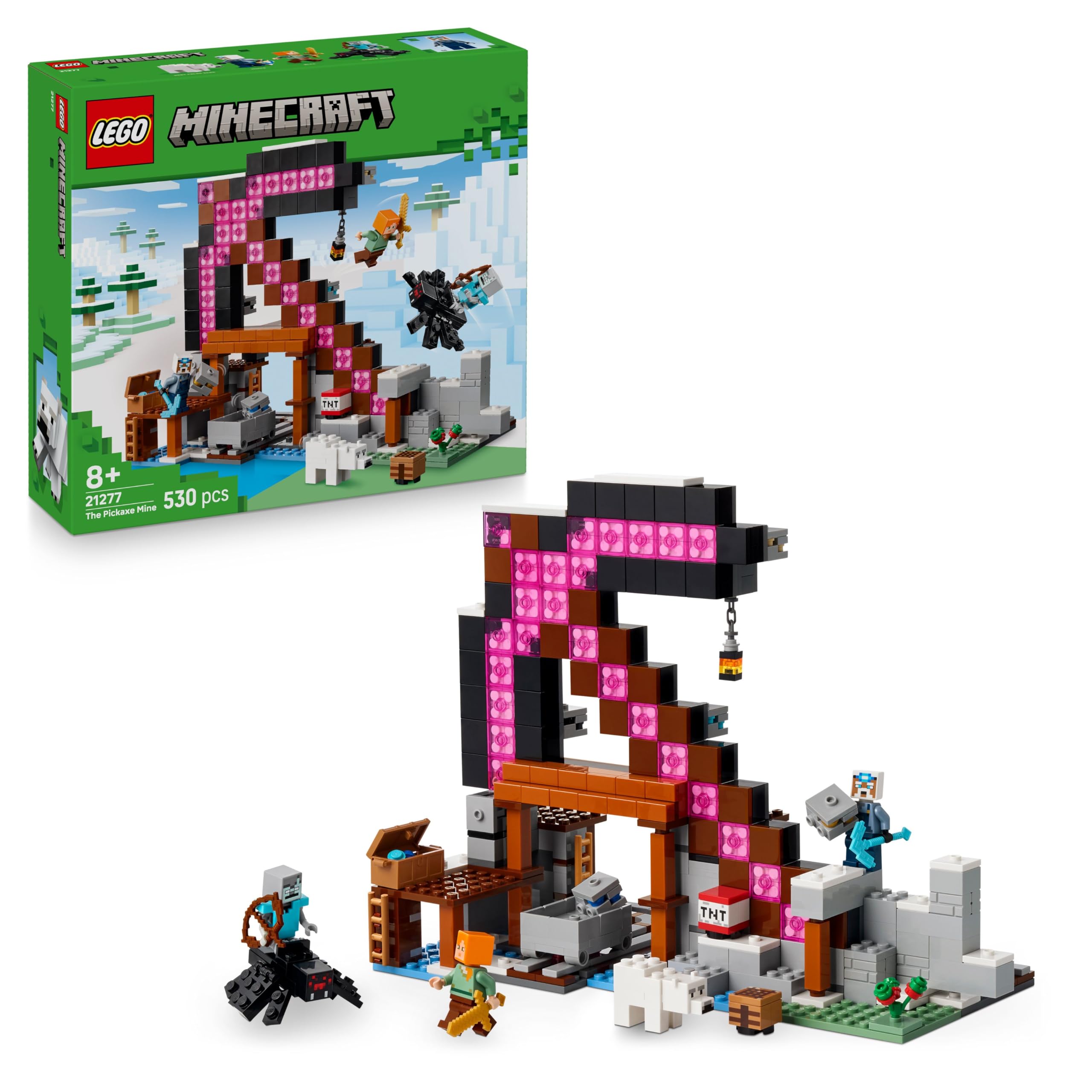 LEGO Minecraft The Pickaxe Mine Building Set 21277 | Ages 8+ | Includes Alex & Spider Jockey