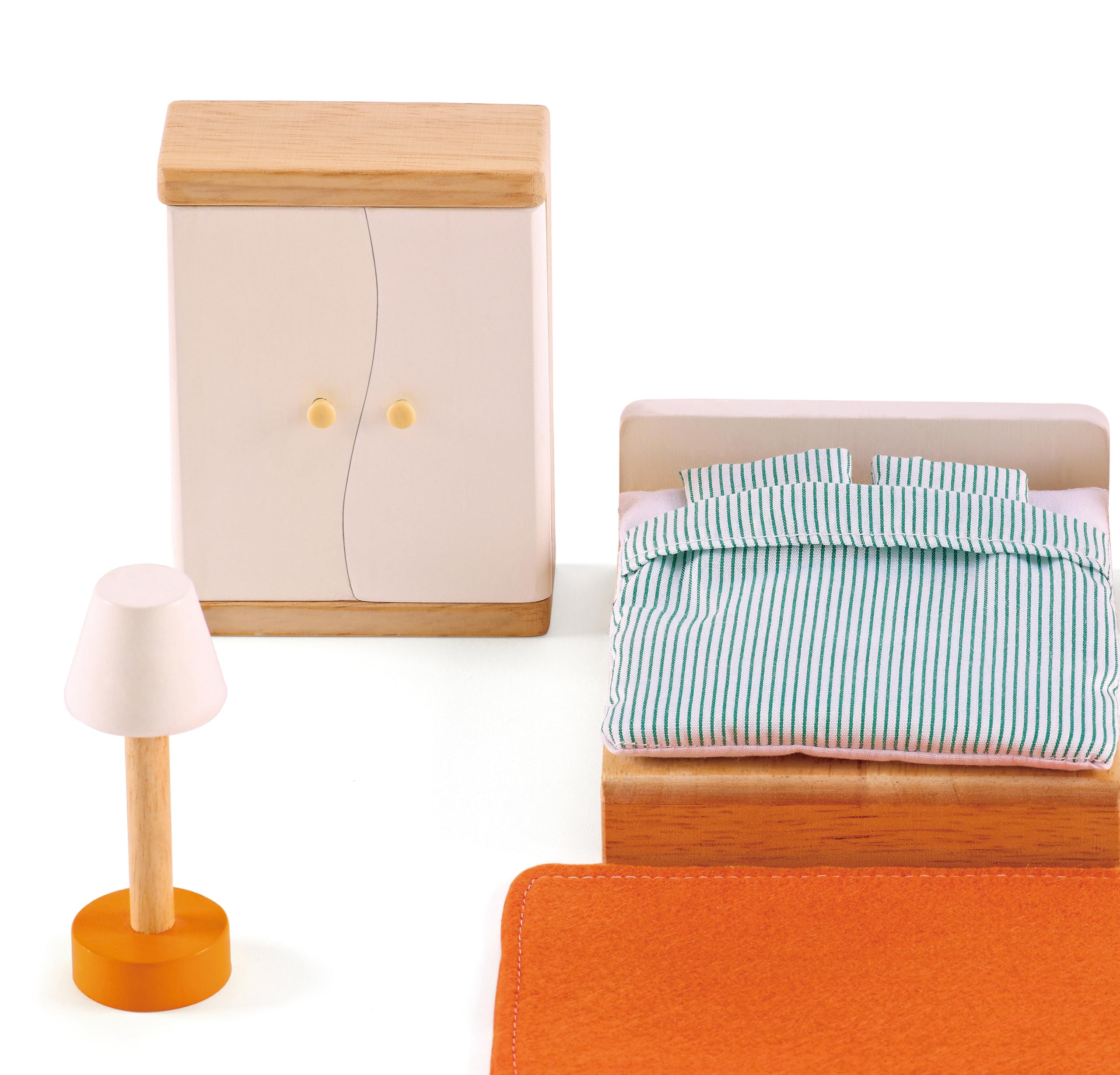 Hape E3450 Master Bedroom Wooden Dolls House Accessory Set for Ages 3+ 3