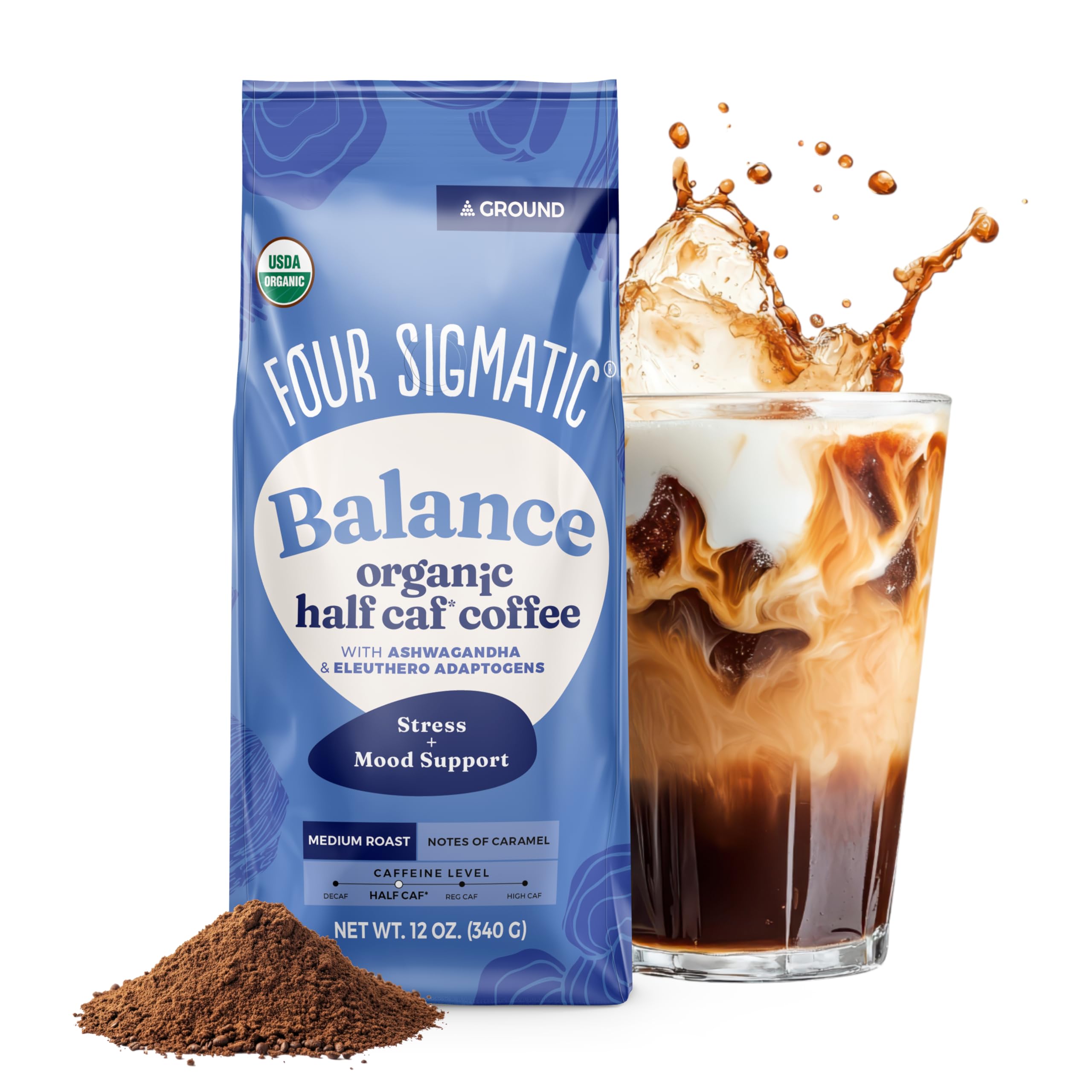 Four Sigmatic Organic Balance Adaptogen Ground Coffee - Medium Roast, Fair Trade, 340 g 1