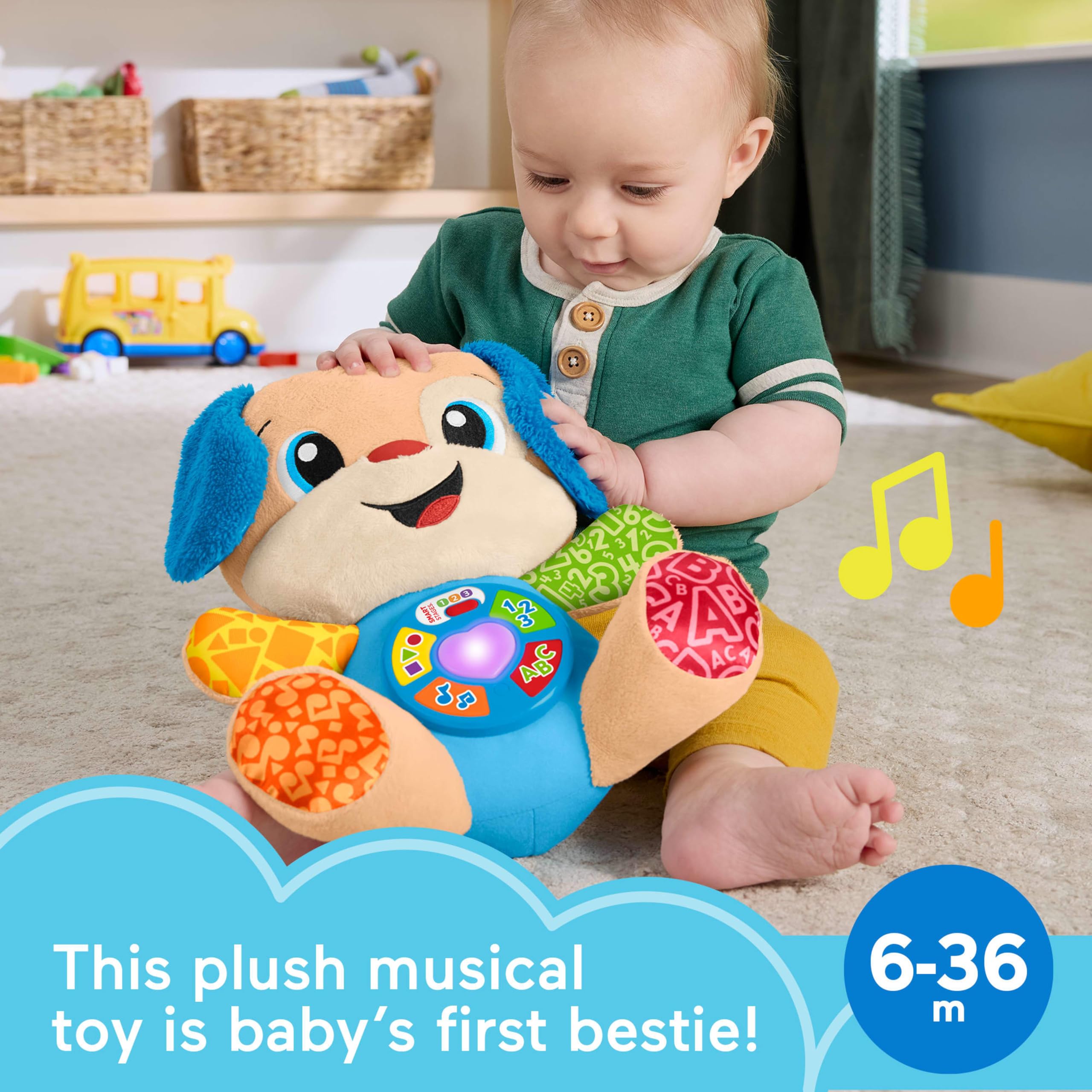Fisher-Price Laugh & Learn Smart Stages Puppy - Musical Plush Learning Toy for Babies 6M+ 7