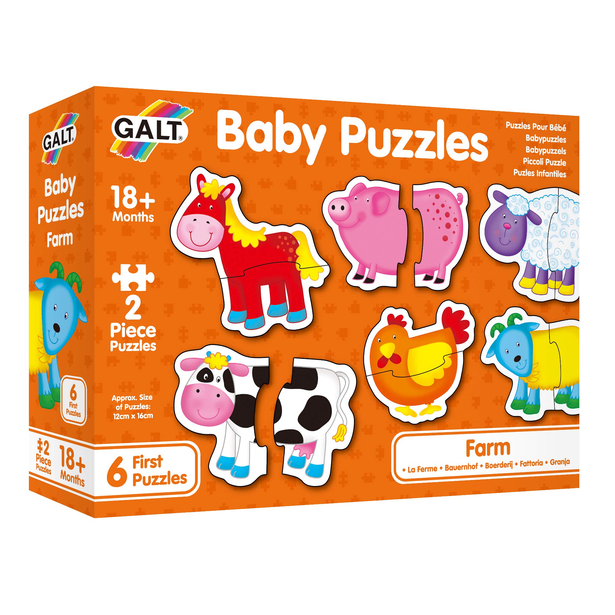Galt Baby Puzzles - Farm Animal 2-Piece Jigsaw Set for Toddlers 18 Months+ 11