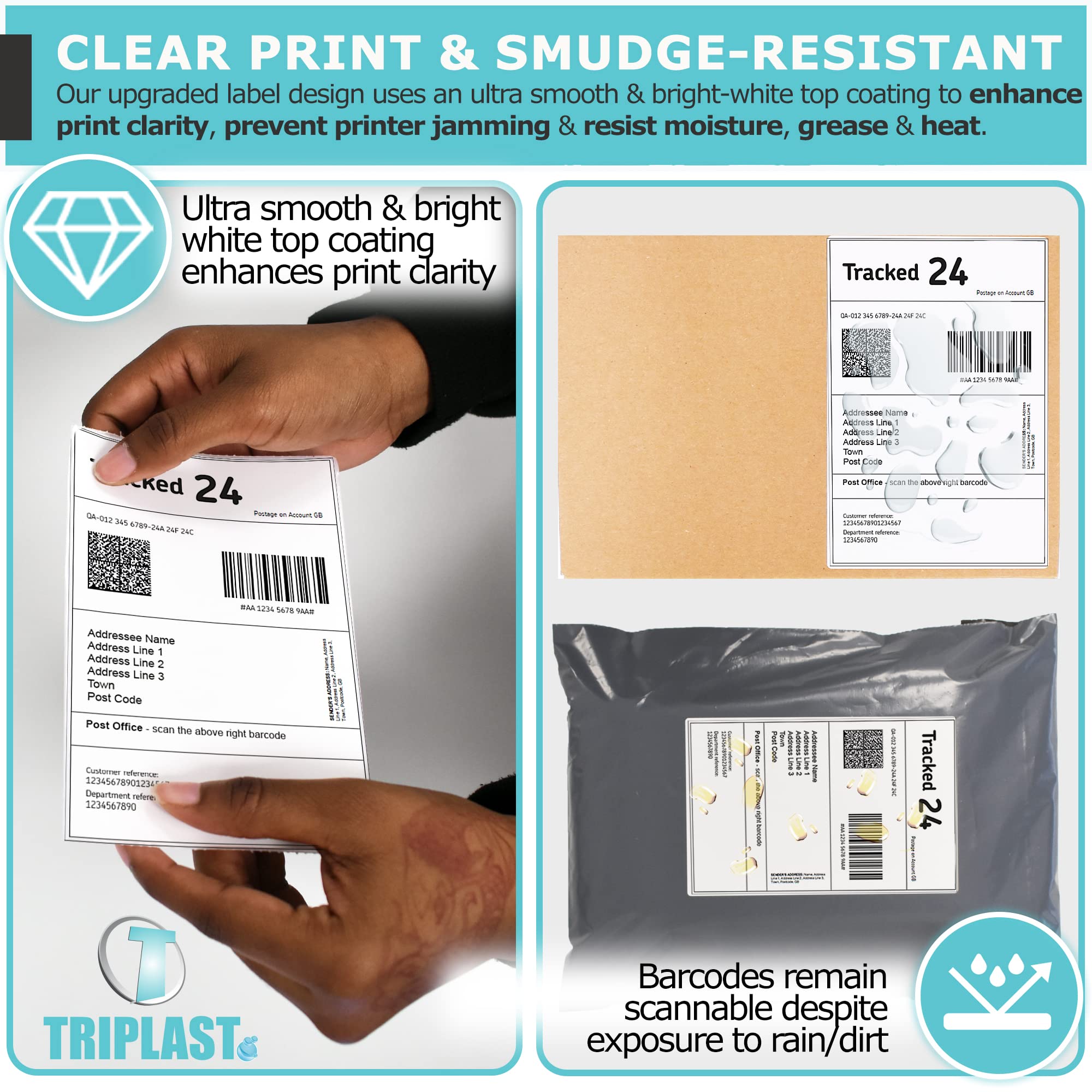 Triplast 250-Pack 4x6 Inch Fanfold Thermal Printer Labels | Smudge Resistant | Recyclable 4