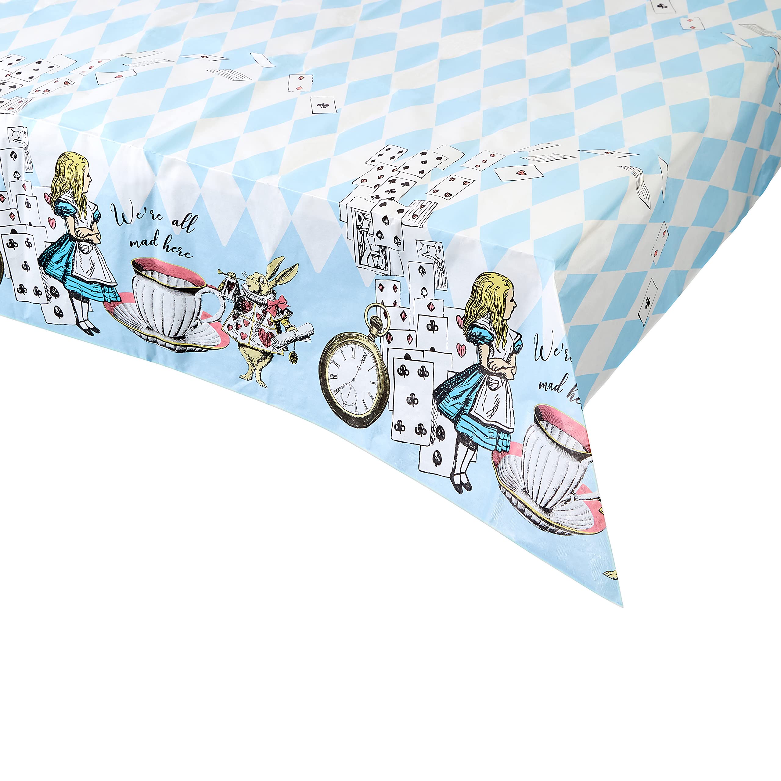 Talking Tables Alice in Wonderland Paper Table Cover - Disposable for Tea Parties | 180 x 120 cm Blue 1