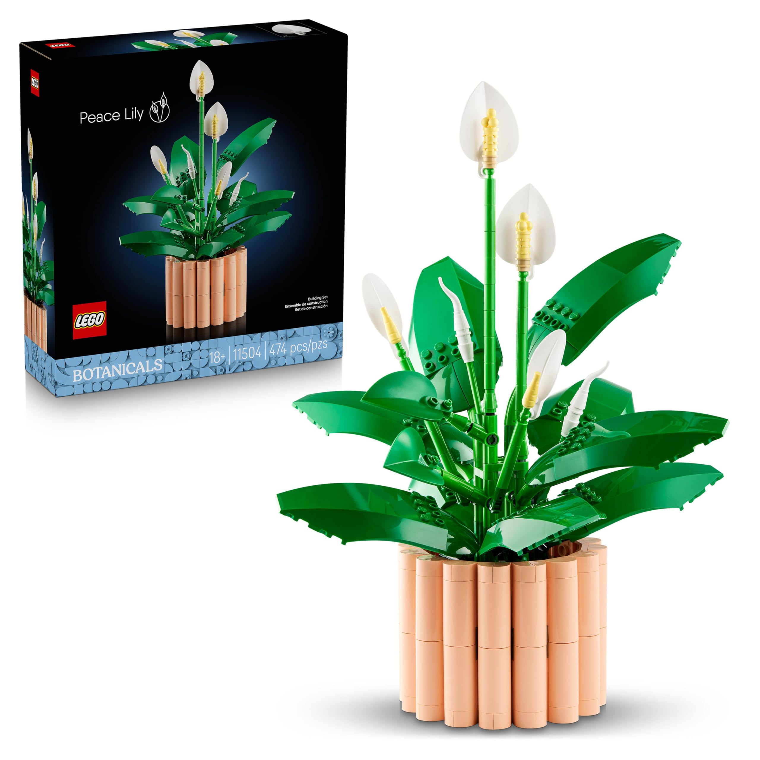 LEGO Botanicals Peace Lily Artificial Potted Plants Set 11504 for Adults | 474 Pieces