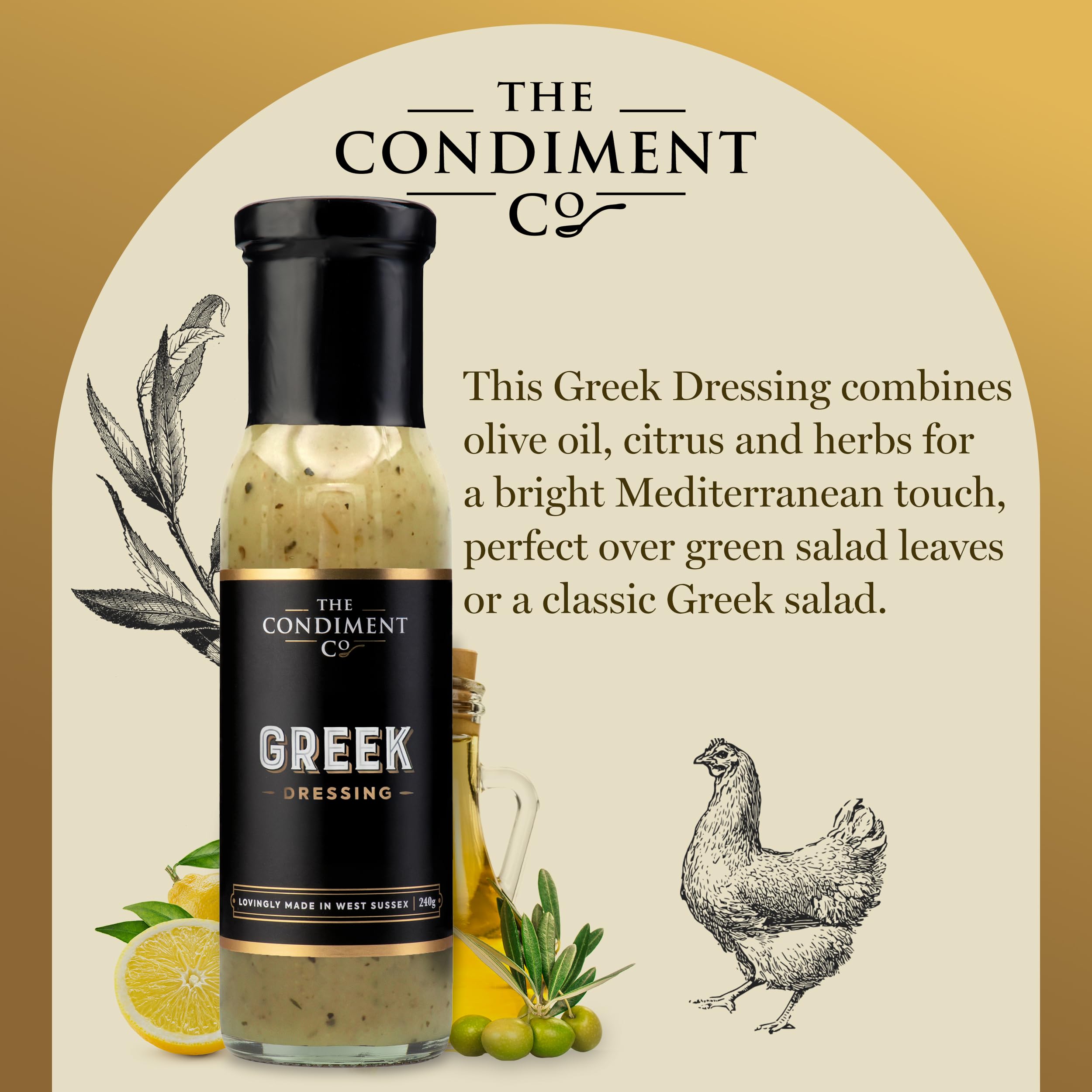 The Real Condiment Company Greek Dressing 240g - Olive Oil & Citrus Herb Vinaigrette 4