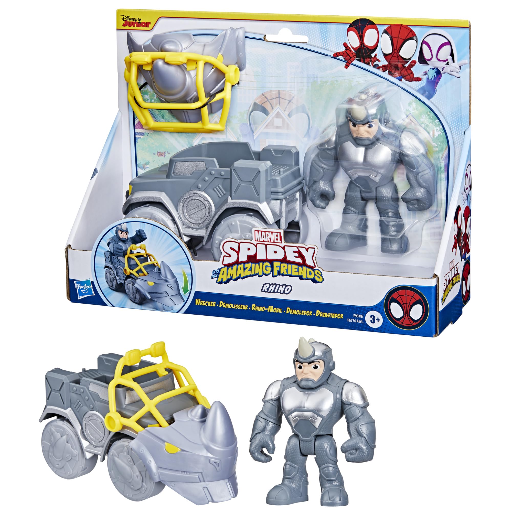 SPIDEY AND HIS AMAZING FRIENDS Rhino Wrecker Toy Set with 4-Inch Poseable Figure | Ages 3+