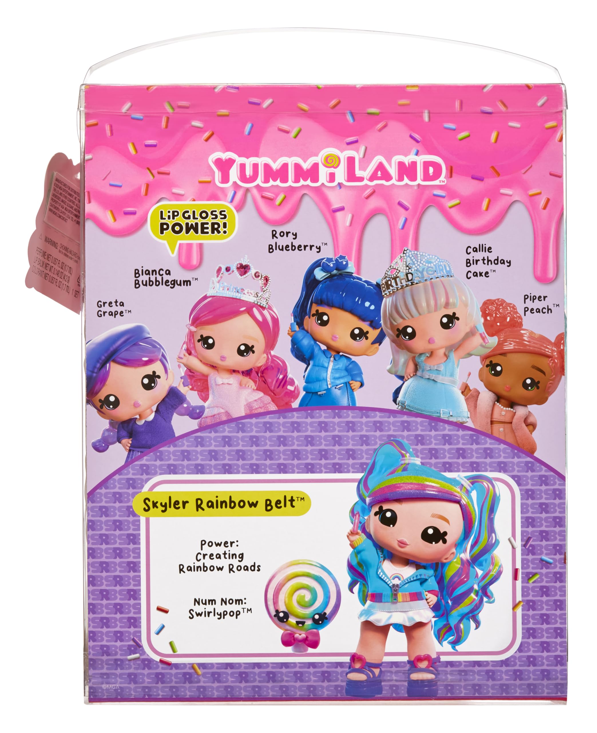 YUMMI LAND Skyler Rainbow Belt Doll with DIY Lip Gloss Kit - Num Nom Pet Playset 5