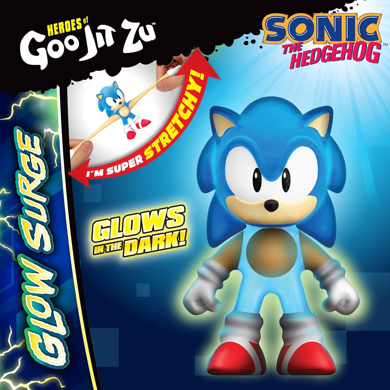 Speed Surge Sonic - Glowing Stretchy Action Figure for Kids 4+ 6